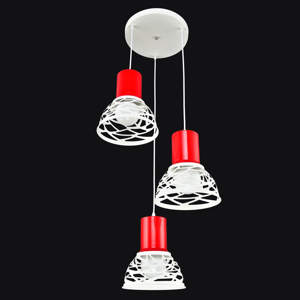 Светильник подвесной Максисвет 2-4980-3-WH+RED E27