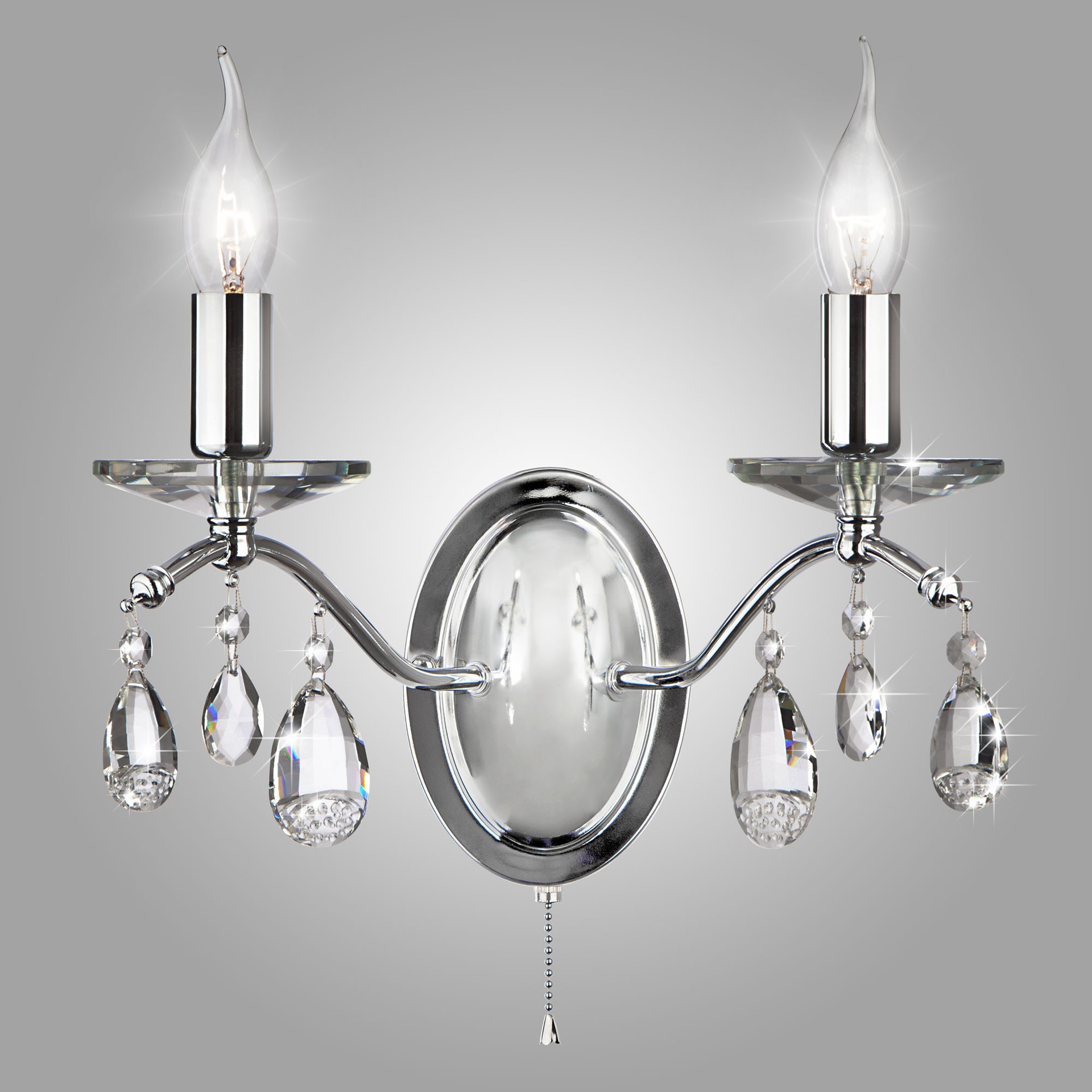 Настенное бра Eurosvet Симфония 10059/2 хром/прозрачный хрусталь Strotskis