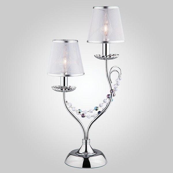 Настольная лампа Eurosvet Gloria 01069/2 хром/прозрачный хрусталь Strotskis