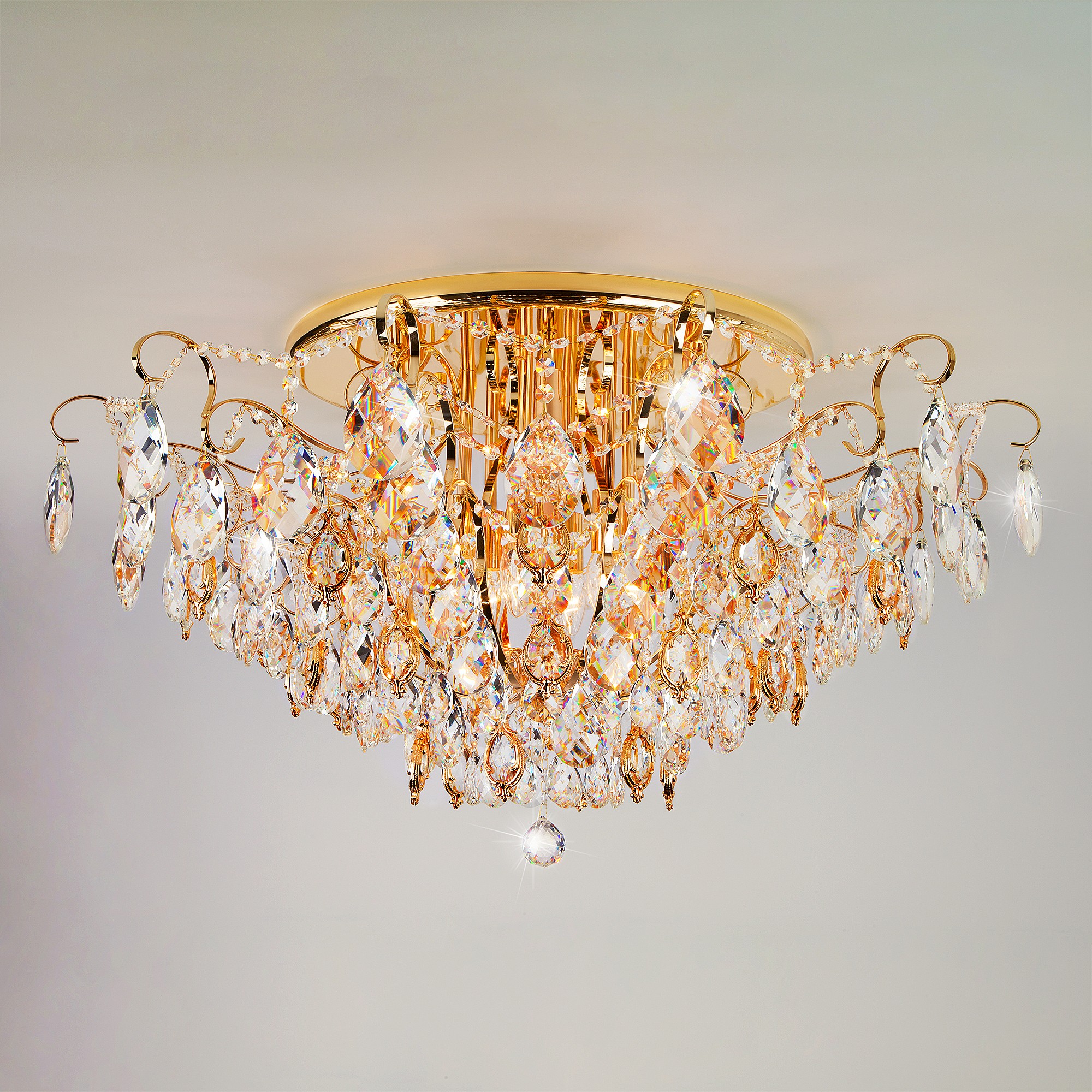 Потолочная хрустальная люстра Eurosvet Crystal 10081/12 золото/прозрачный хрусталь Strotskis