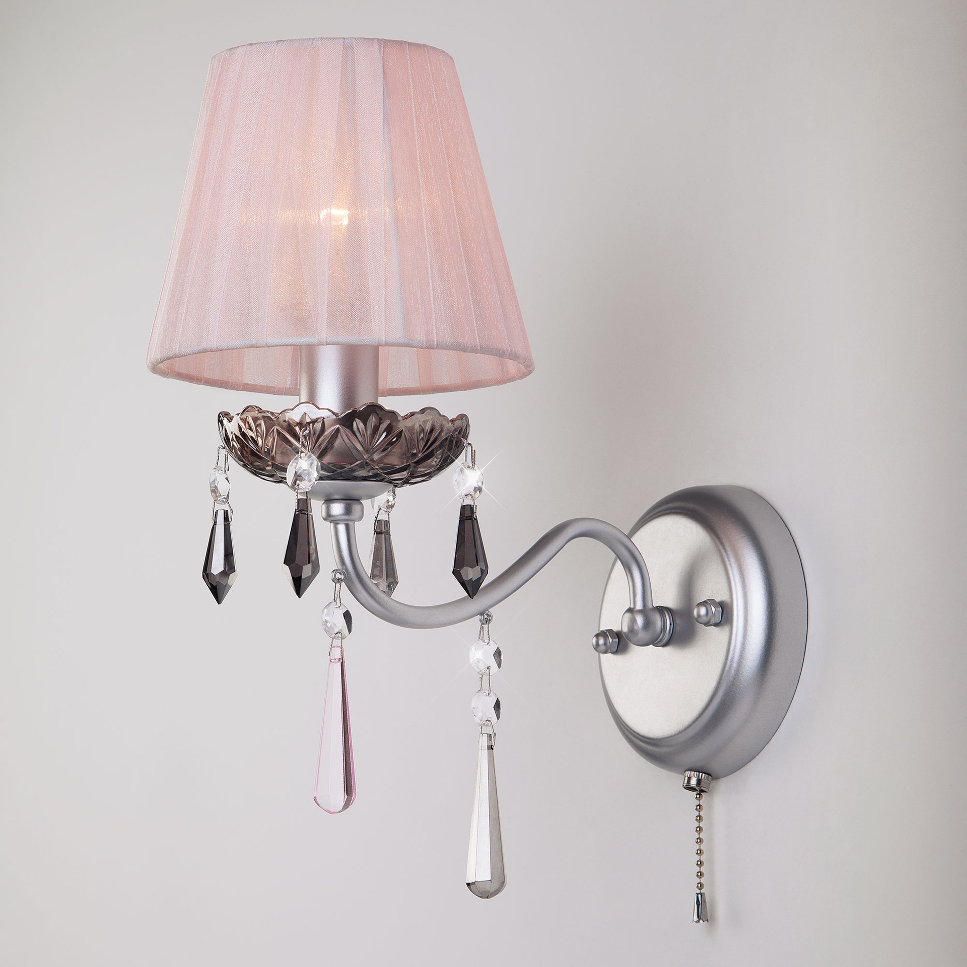 Настенное бра Eurosvet Rosetta 10086/1 серебро/дымчатый хрусталь Strotskis