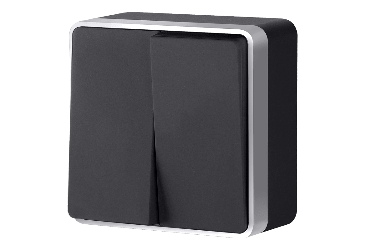 Выключатель Werkel WL15-03-01/ Выключатель двухклавишный Gallant (черный с серебром)