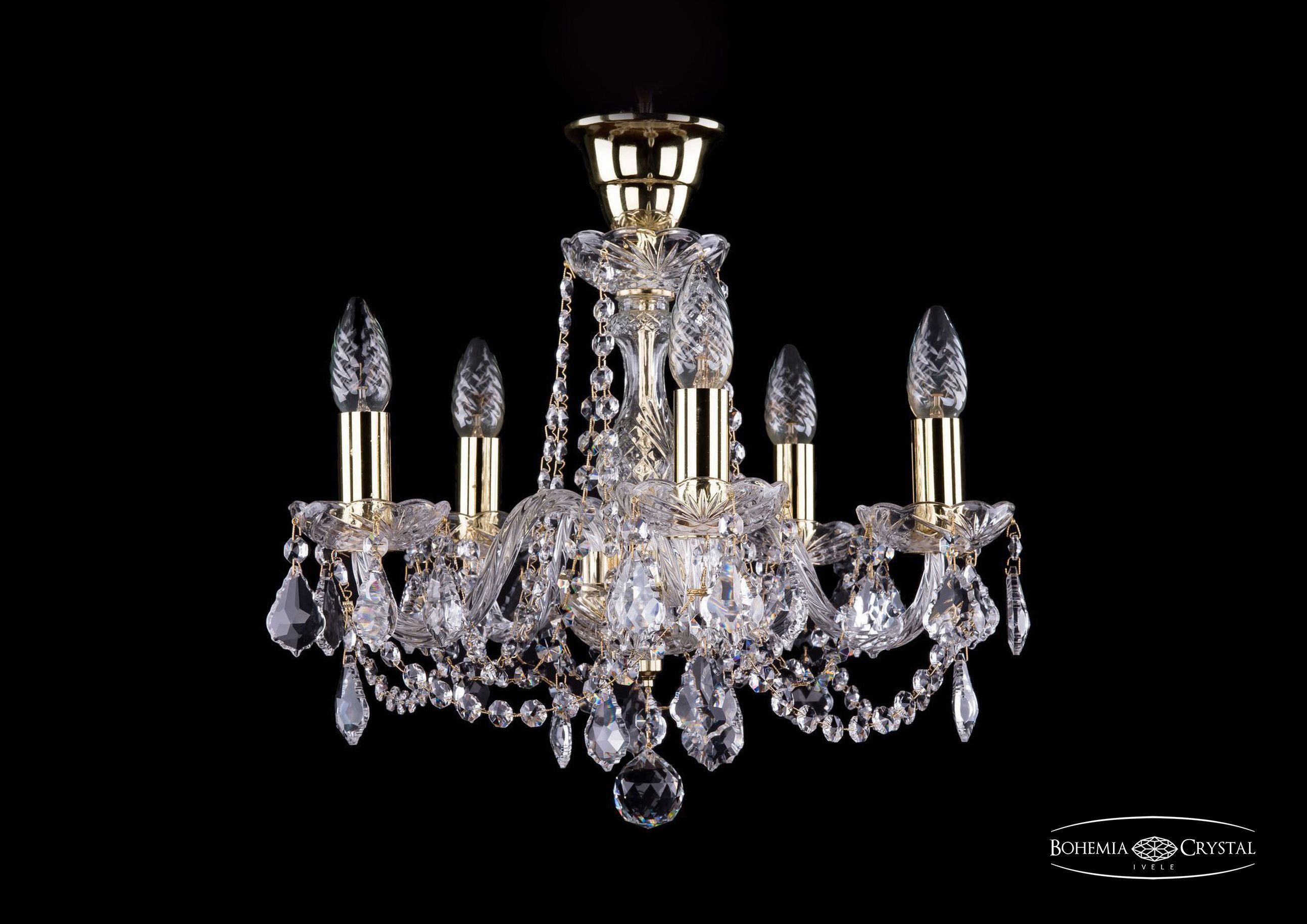 Потолочная хрустальная люстра Bohemia 1402 1402/5/141 G Leafs tube