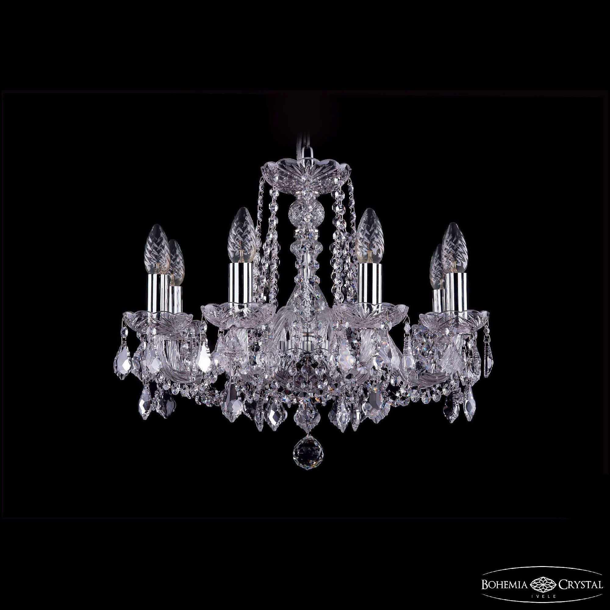 Подвесная хрустальная люстра 1402 Bohemia 1402/8/160 Ni Leafs