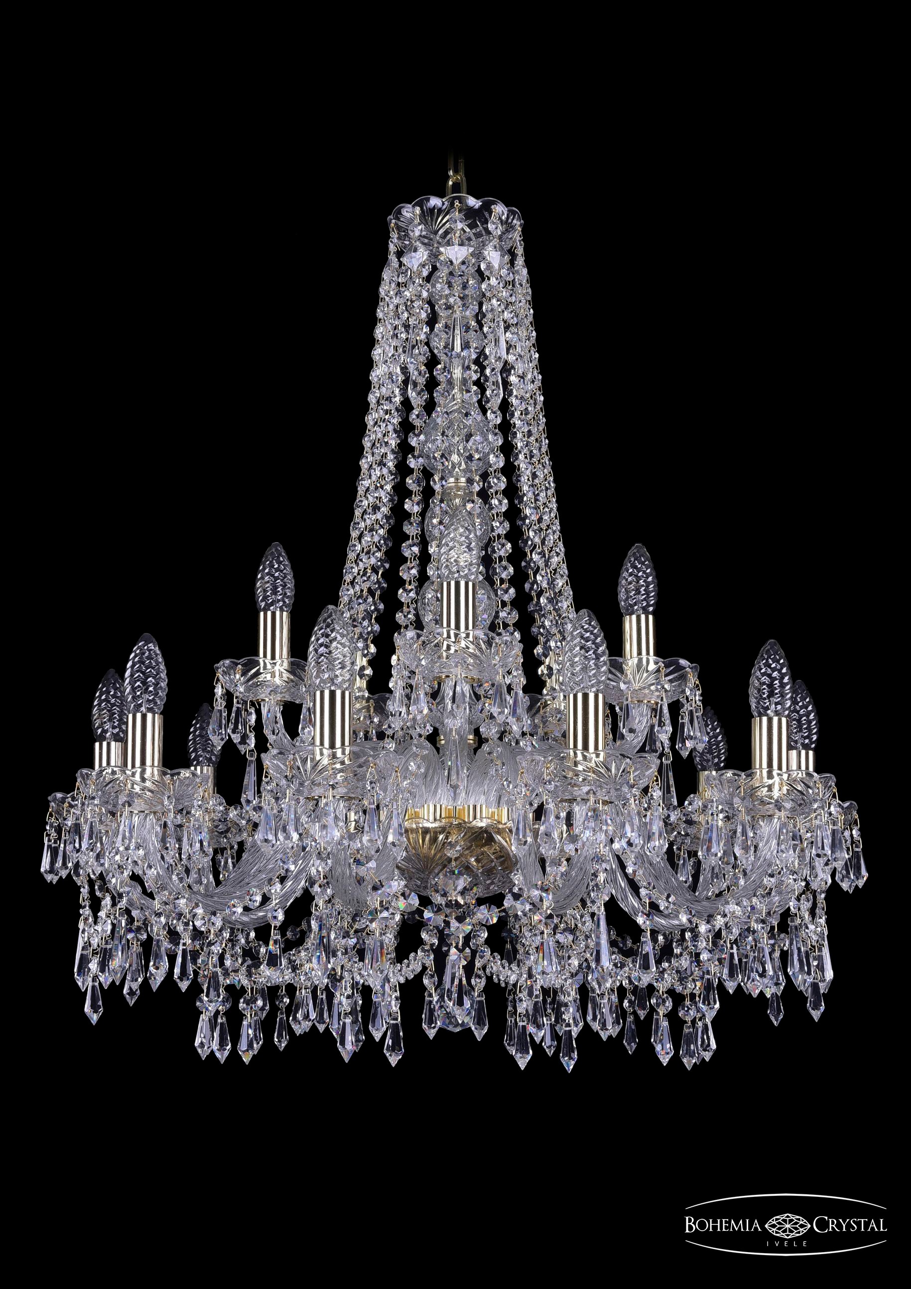Подвесная хрустальная люстра 1403 Bohemia 1403/10+5/240/h-76 G