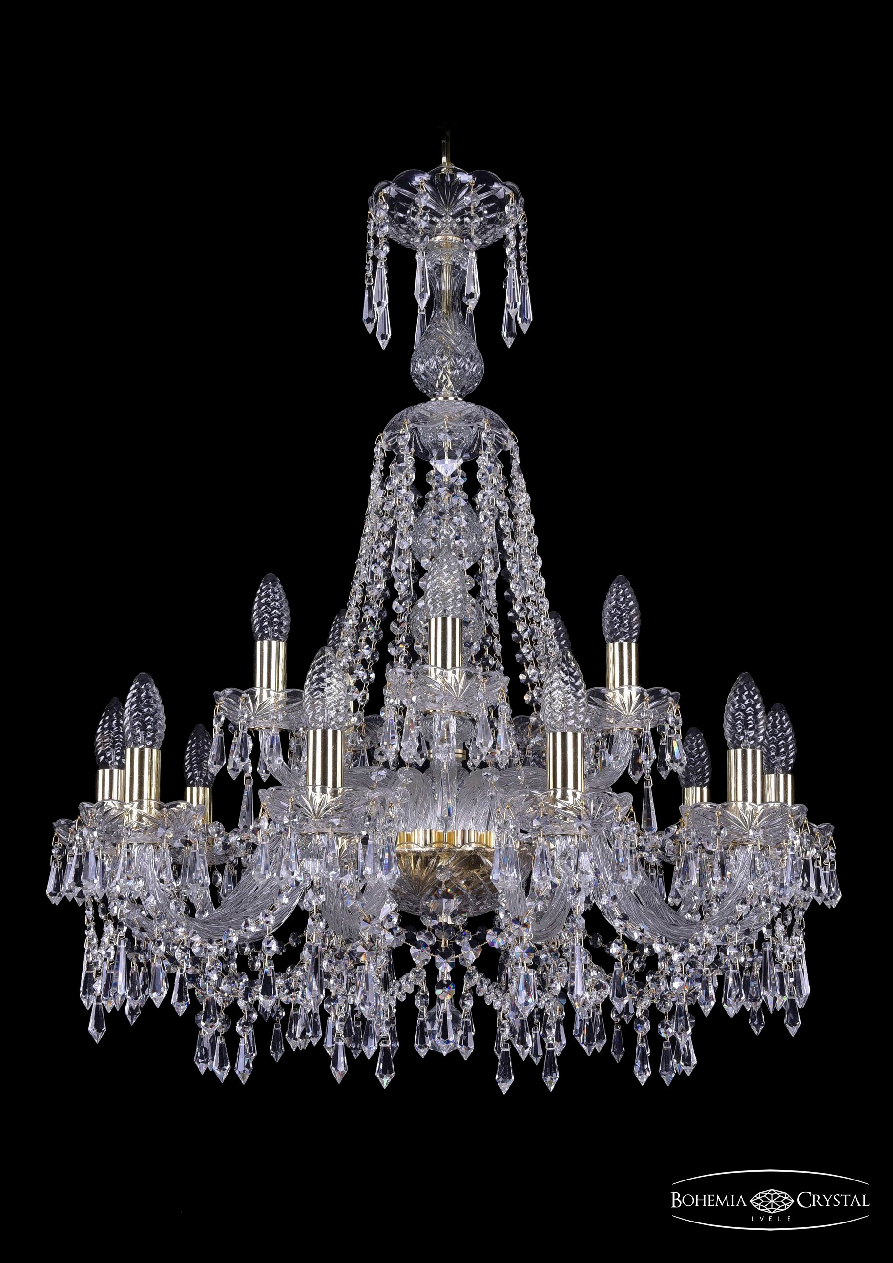 Подвесная хрустальная люстра 1403 Bohemia 1403/10+5/240/XL-80 G