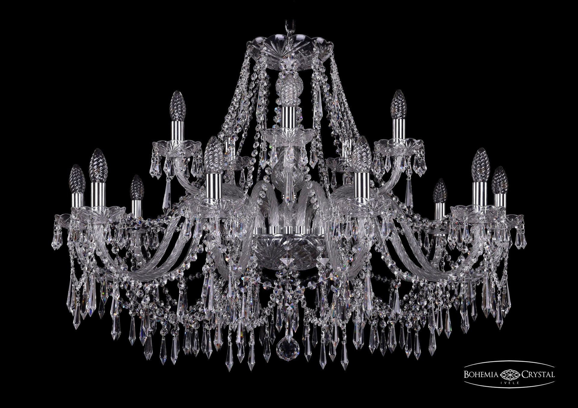 Подвесная хрустальная люстра 1403 Bohemia 1403/10+5/360 Ni