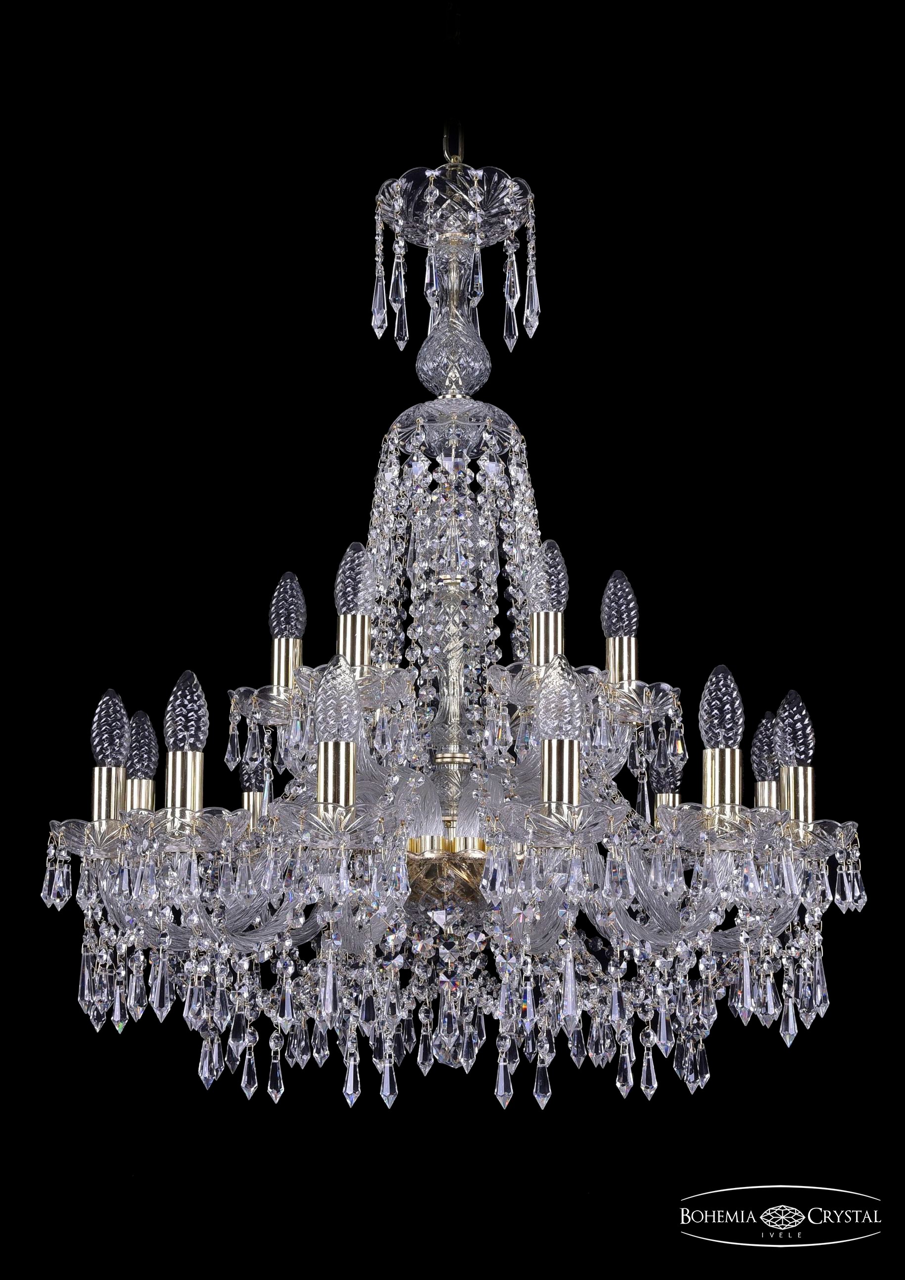 Подвесная хрустальная люстра 1403 Bohemia 1403/12+6/240/XL-80 G