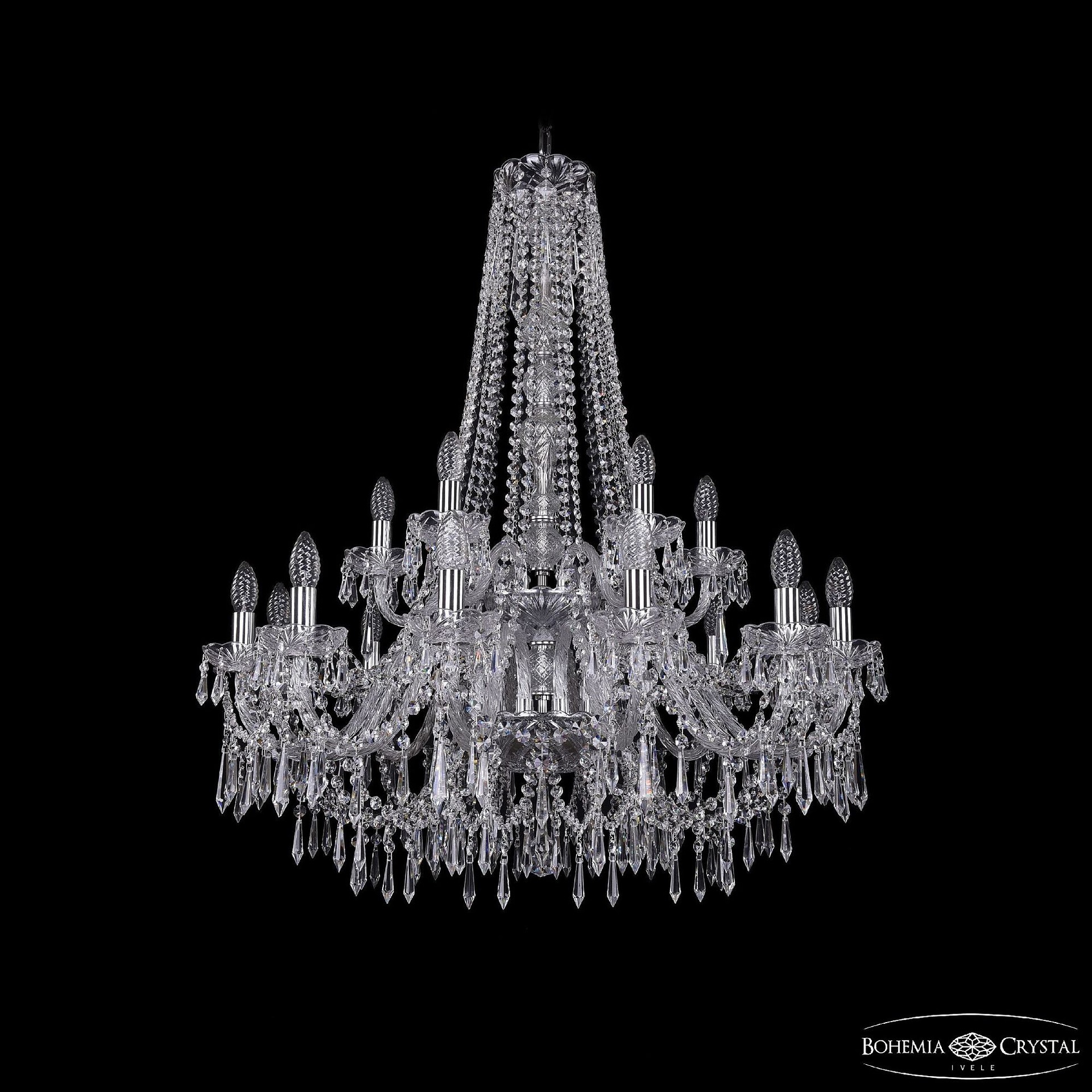 Подвесная хрустальная люстра 1403 Bohemia 1403/12+6/300/h-100/2d Ni