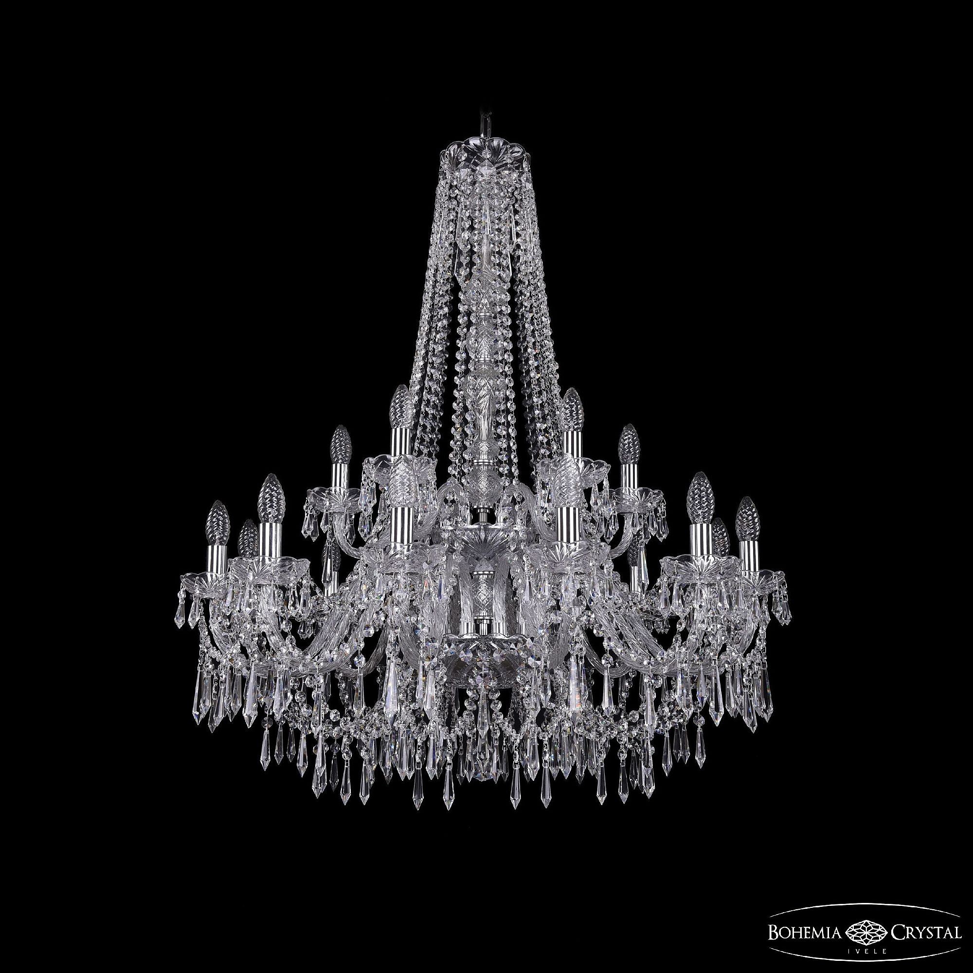 Подвесная хрустальная люстра 1403 Bohemia 1403/12+6/300/h-100/2d Ni