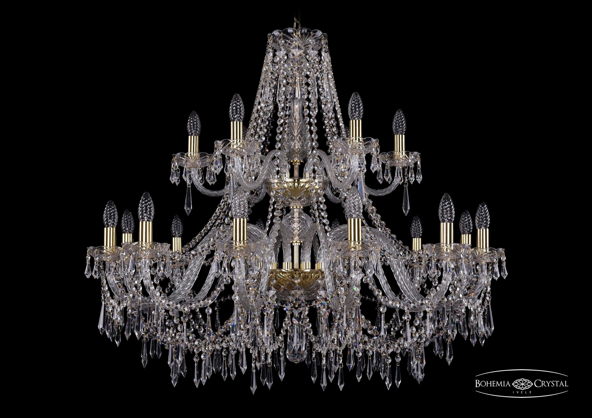 Подвесная хрустальная люстра 1403 Bohemia 1403/12+6/360/2d G