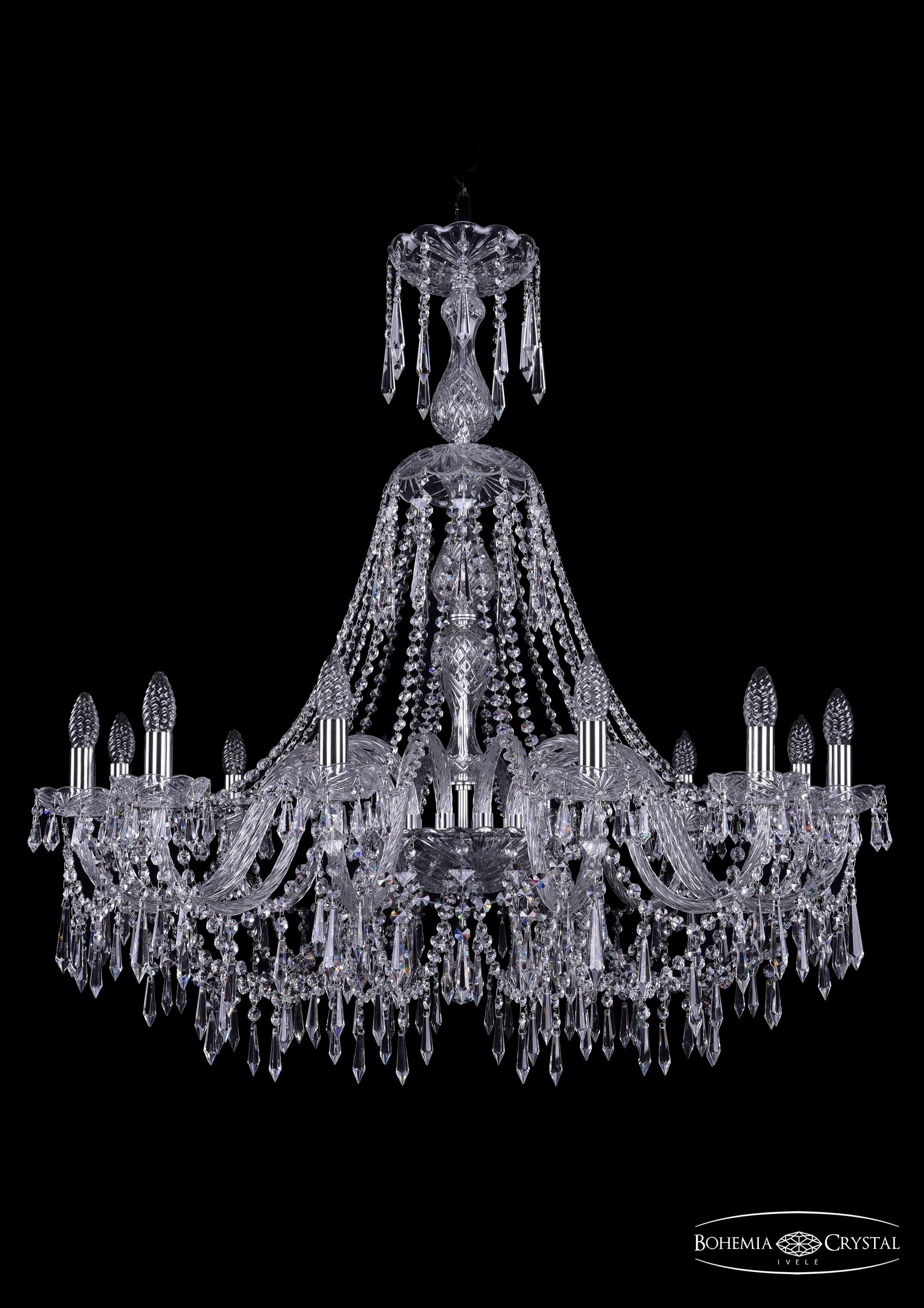 Подвесная хрустальная люстра 1403 Bohemia 1403/12/360/XL-100 Ni