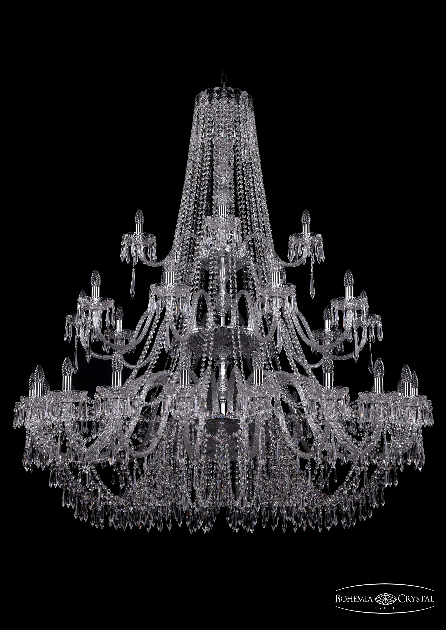 Подвесная хрустальная люстра 1403 Bohemia 1403/20+10+5/530/3d Ni