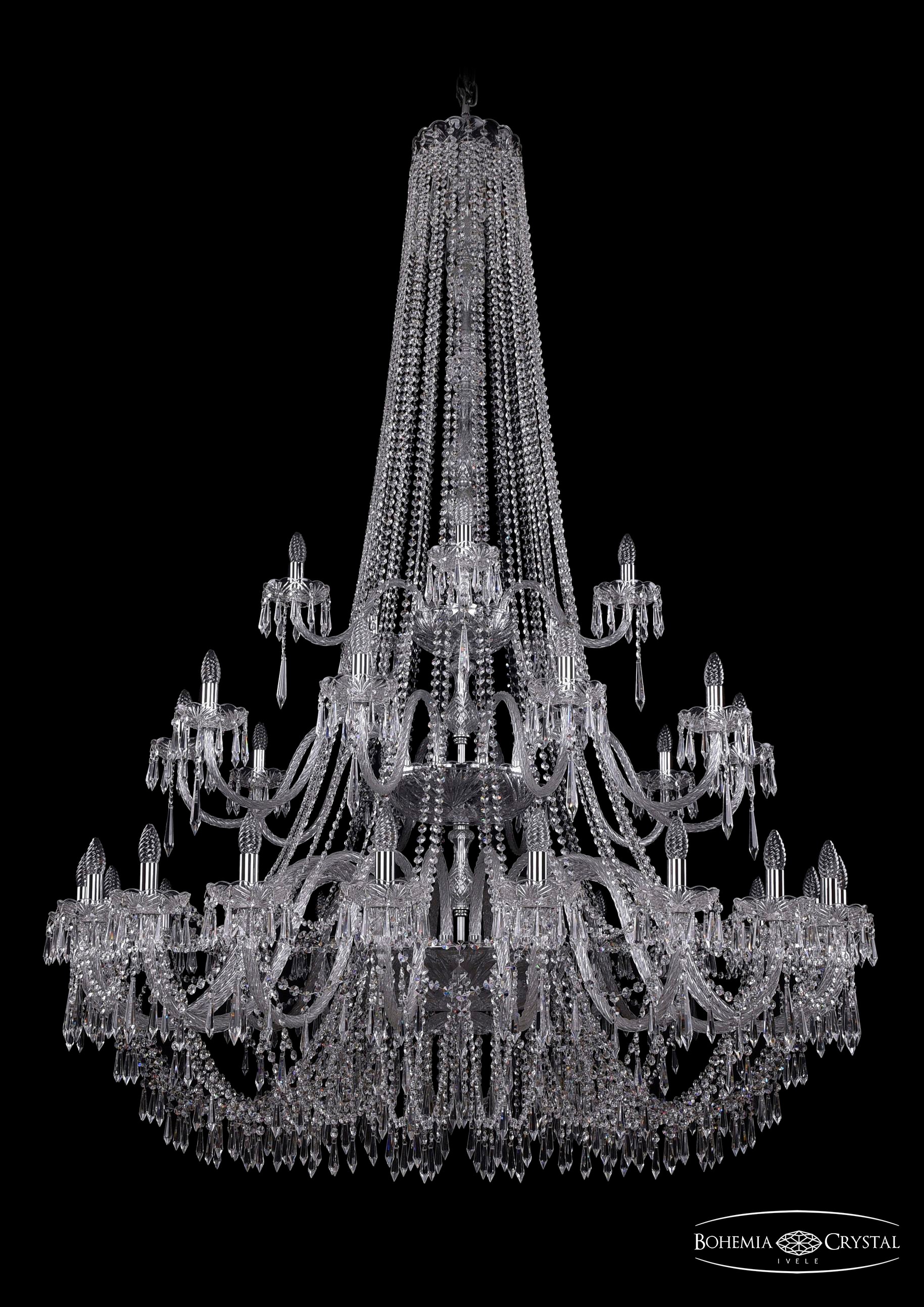 Подвесная хрустальная люстра 1403 Bohemia 1403/20+10+5/530/h-203/3d Ni