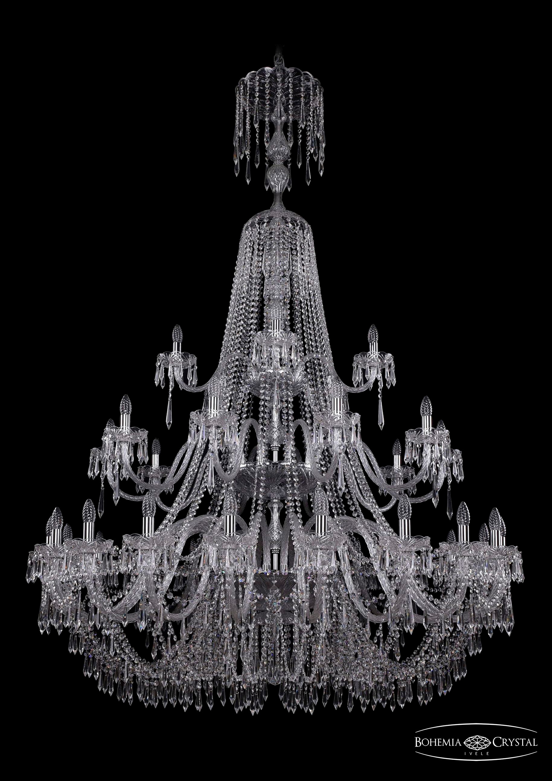 Подвесная хрустальная люстра 1403 Bohemia 1403/20+10+5/530/XL-203/3d Ni