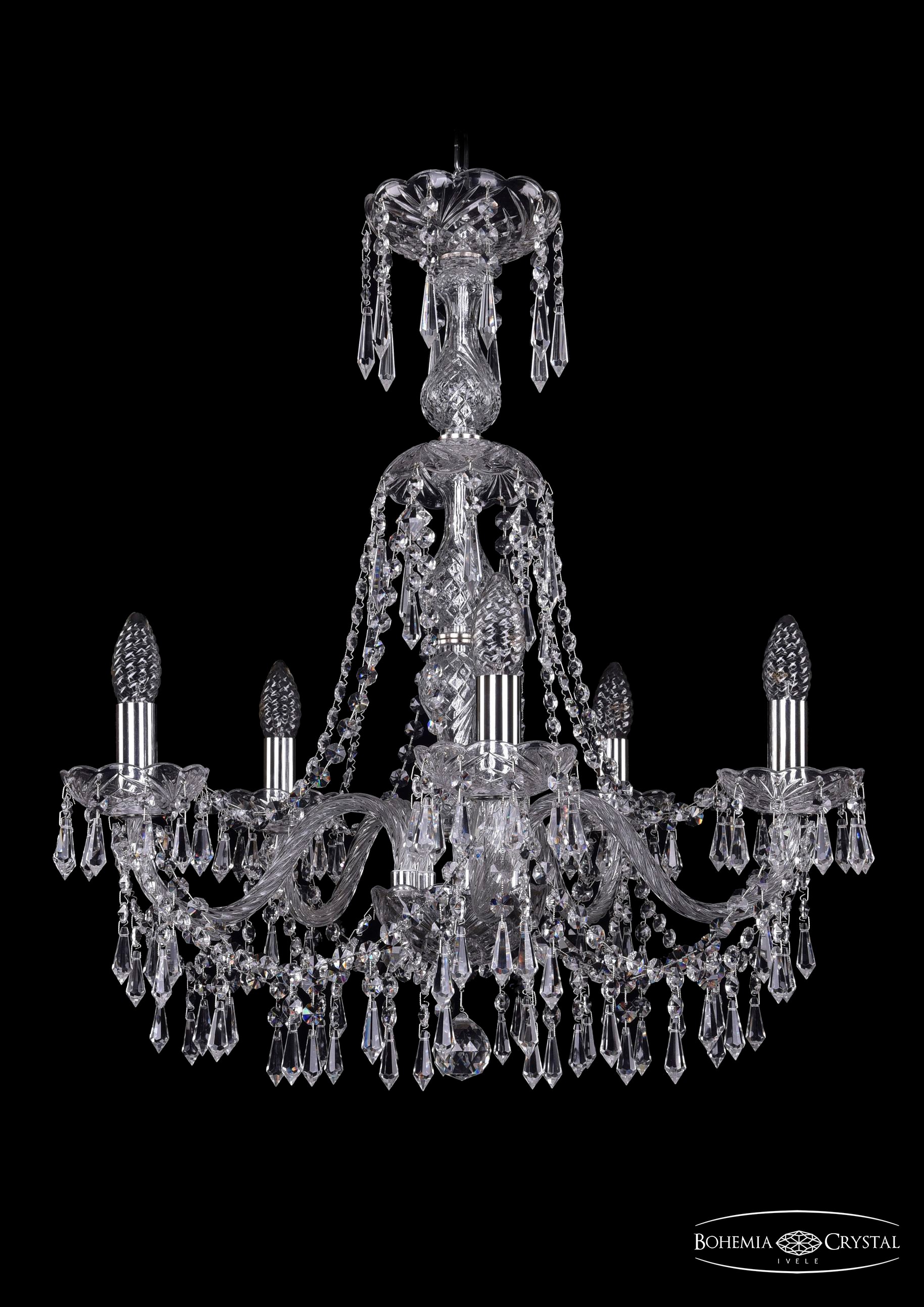 Подвесная хрустальная люстра 1403 Bohemia 1403/5/195/XL-65 Ni