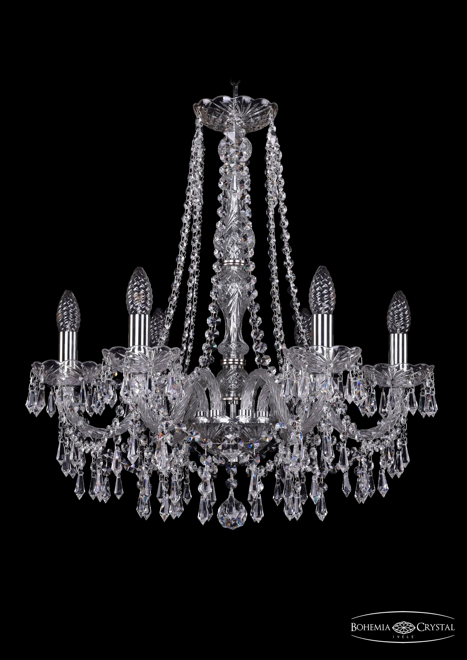 Подвесная хрустальная люстра 1403 Bohemia 1403/6/195/h-60 Ni