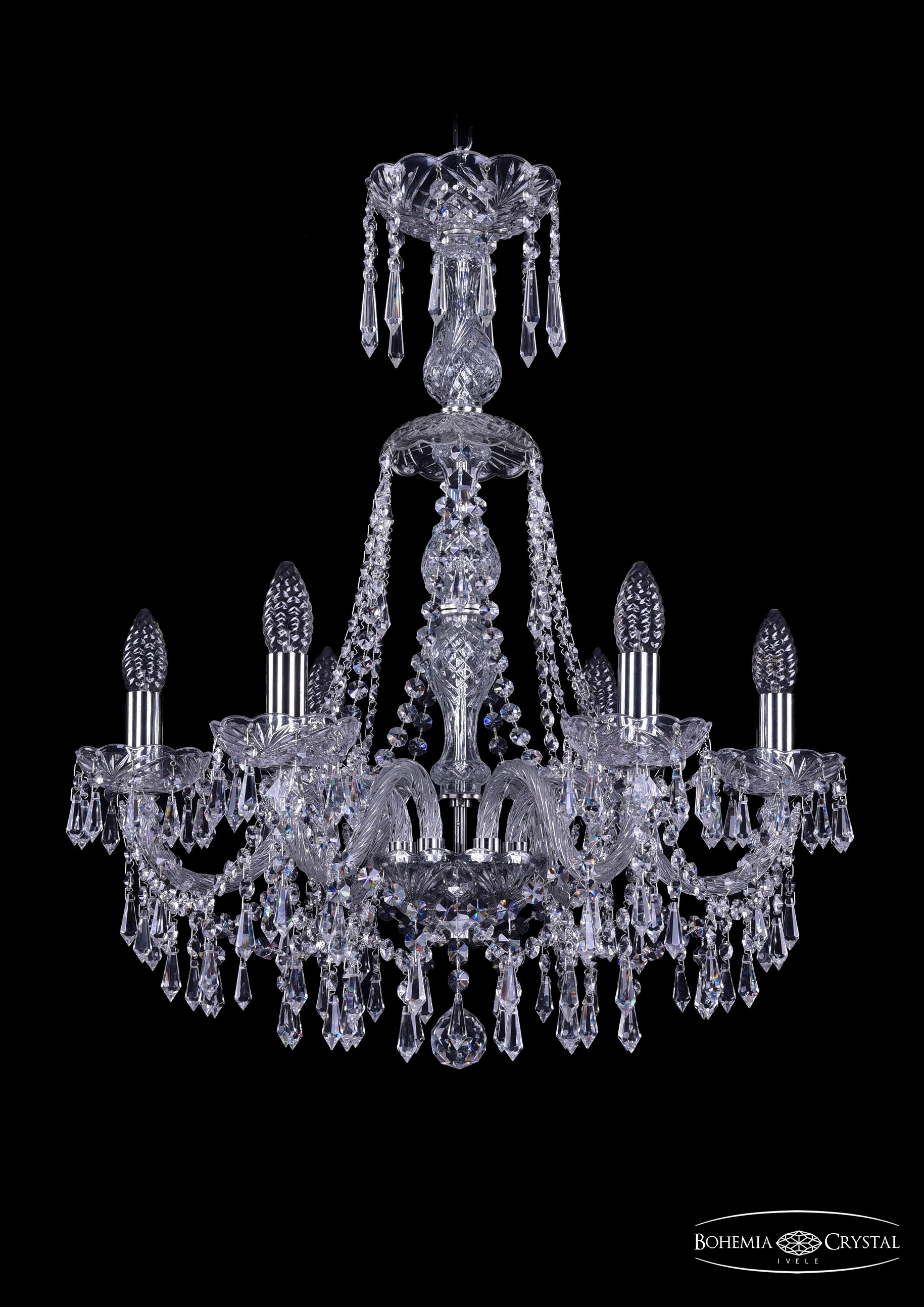 Подвесная хрустальная люстра 1403 Bohemia 1403/6/195/XL-65 Ni