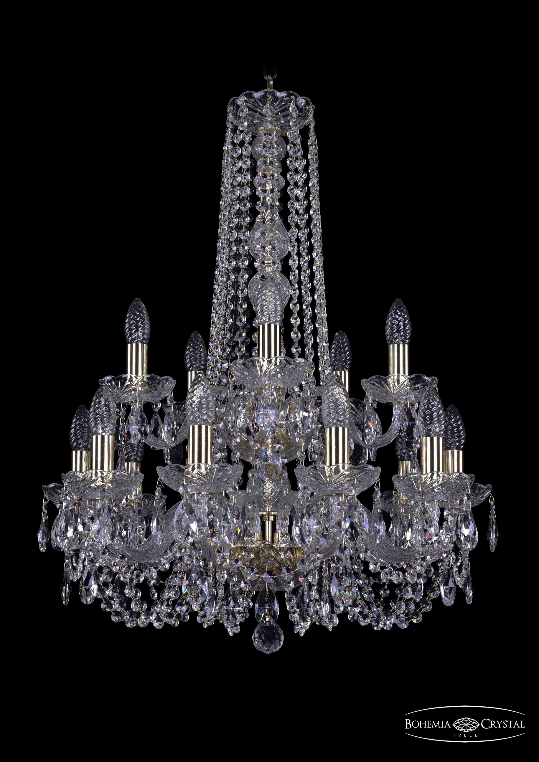 Подвесная хрустальная люстра 1406 Bohemia 1406/10+5/195/h-75/2d G