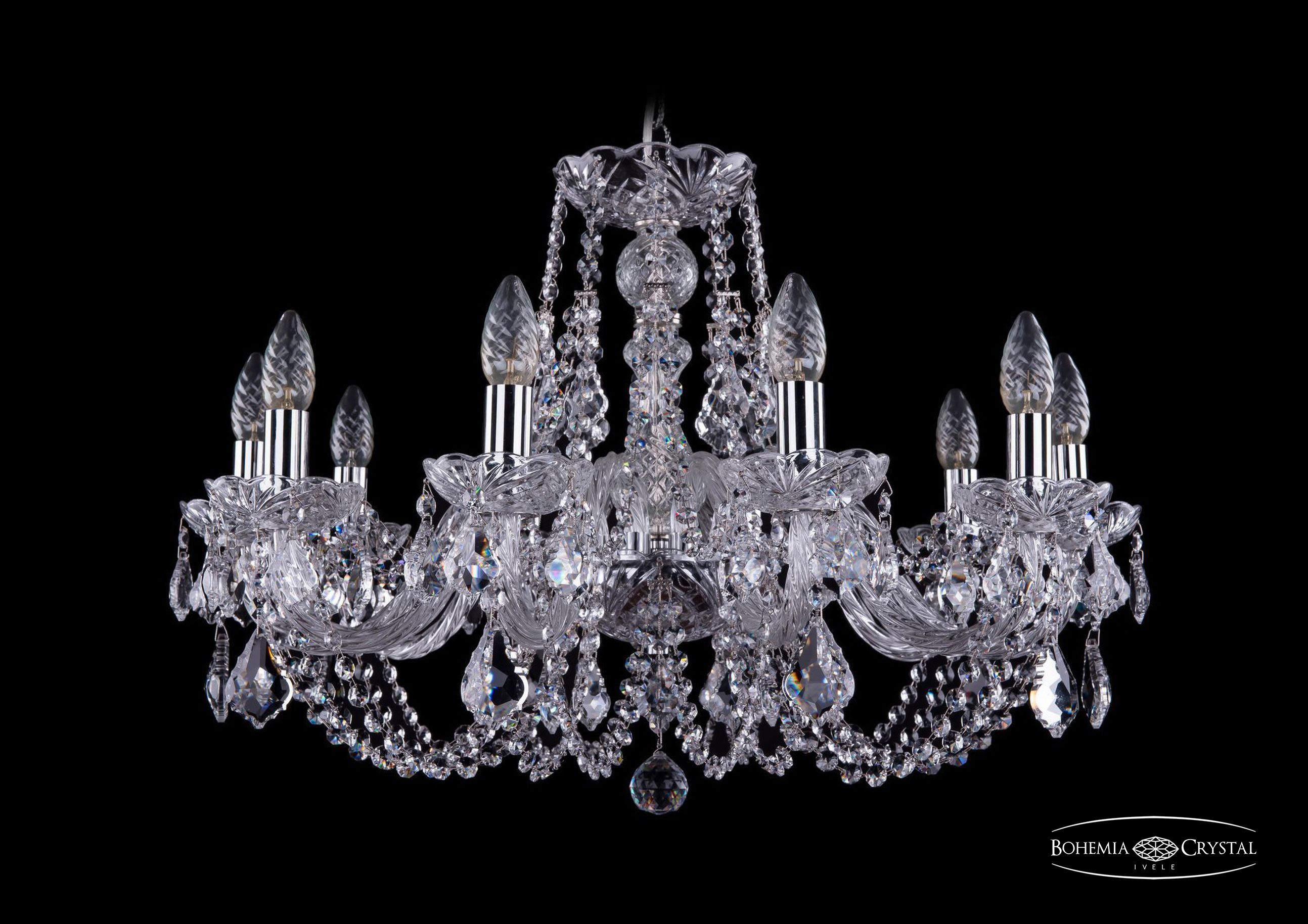 Подвесная хрустальная люстра 1406 Bohemia 1406/10/240 Ni Leafs