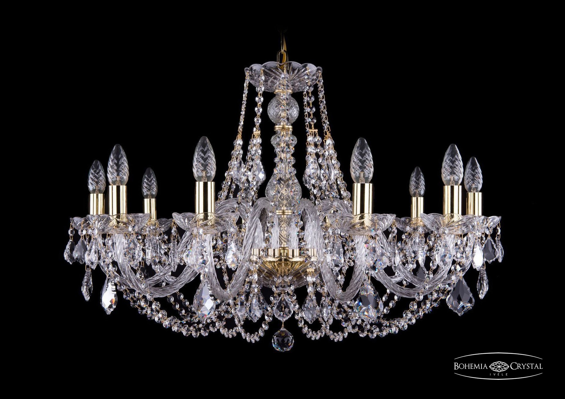 Подвесная хрустальная люстра 1406 Bohemia 1406/10/300 G Leafs