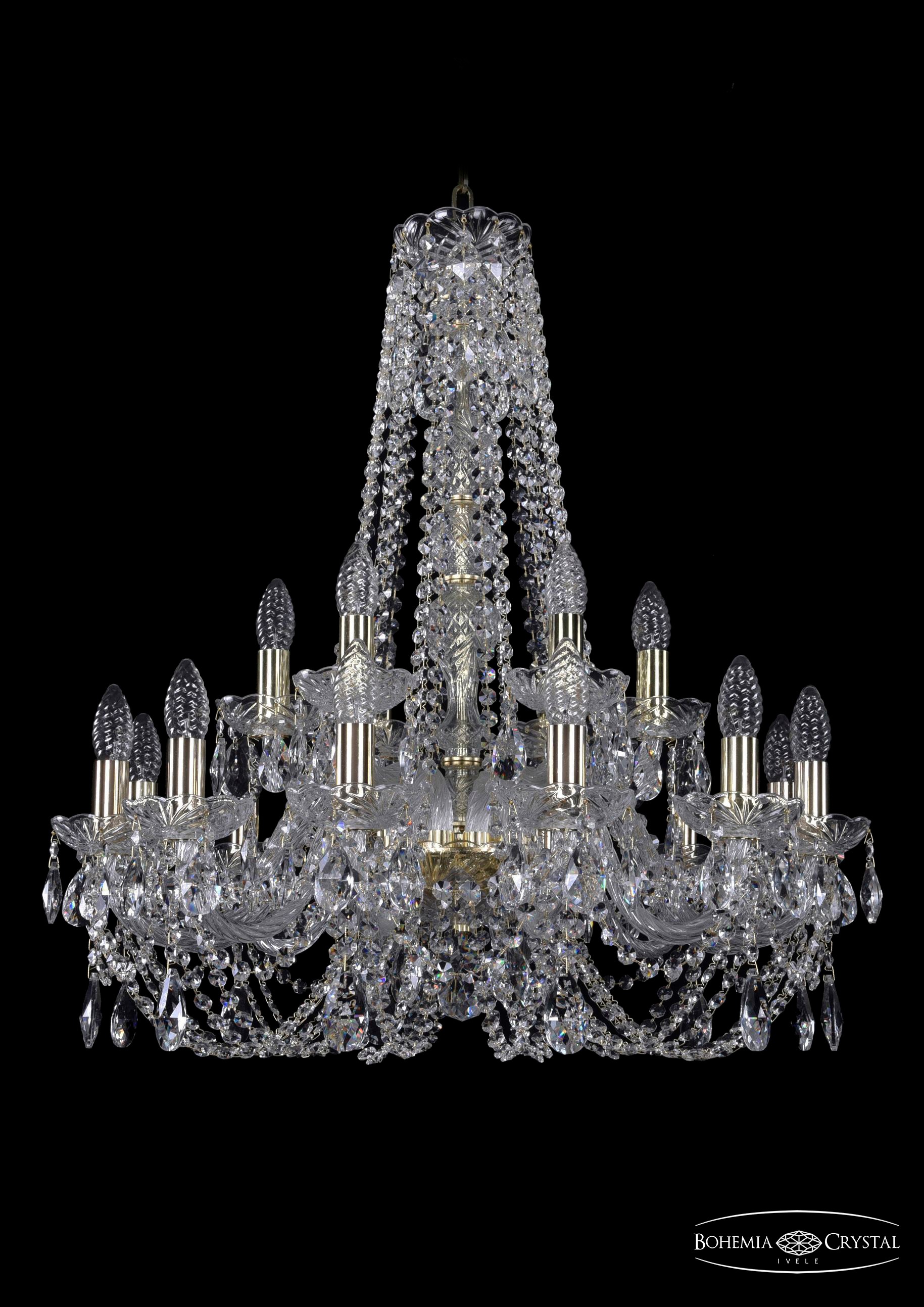 Подвесная хрустальная люстра 1406 Bohemia 1406/12+6/240/h-75 G