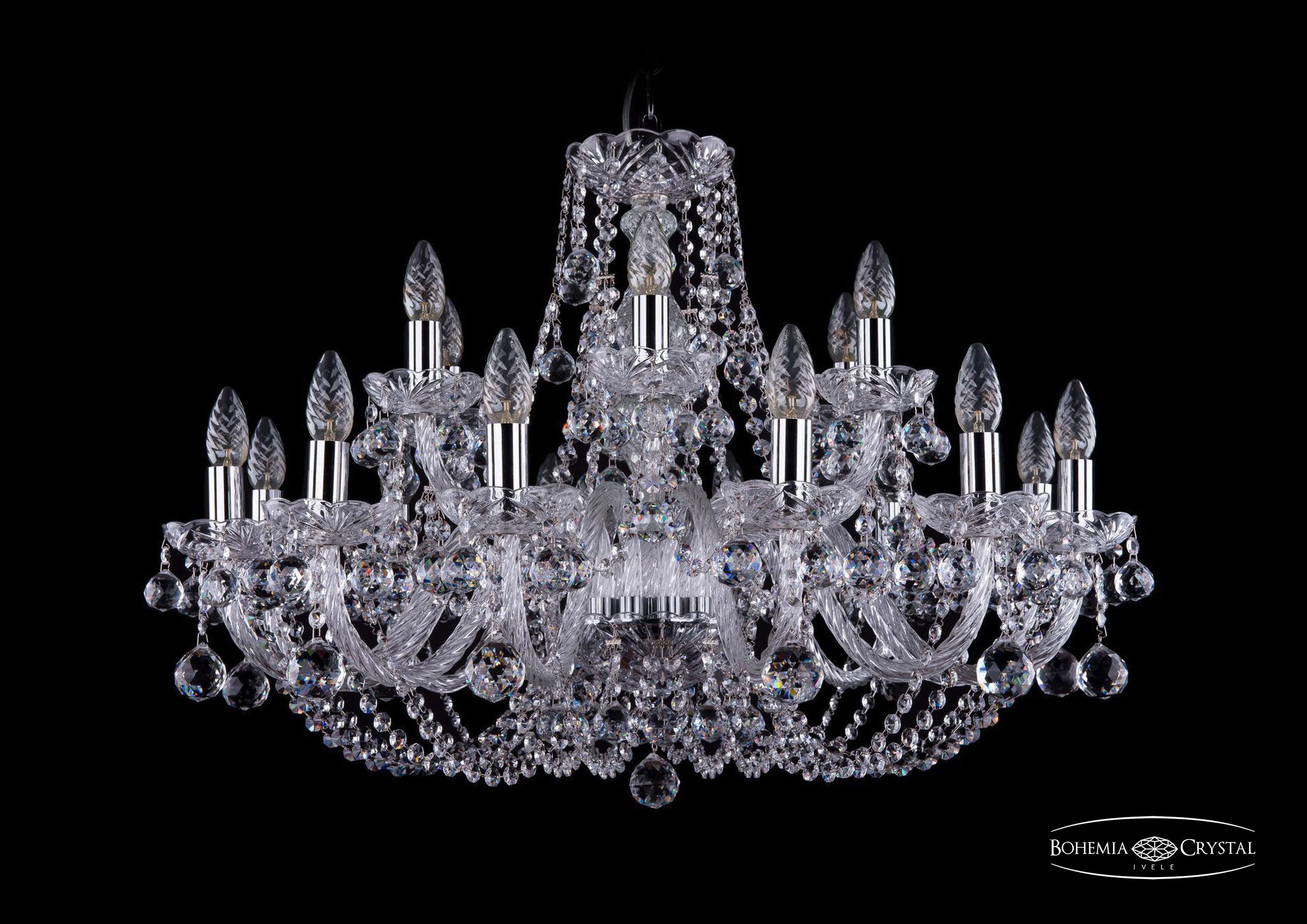Подвесная хрустальная люстра 1406 Bohemia 1406/12+6/300 Ni Balls