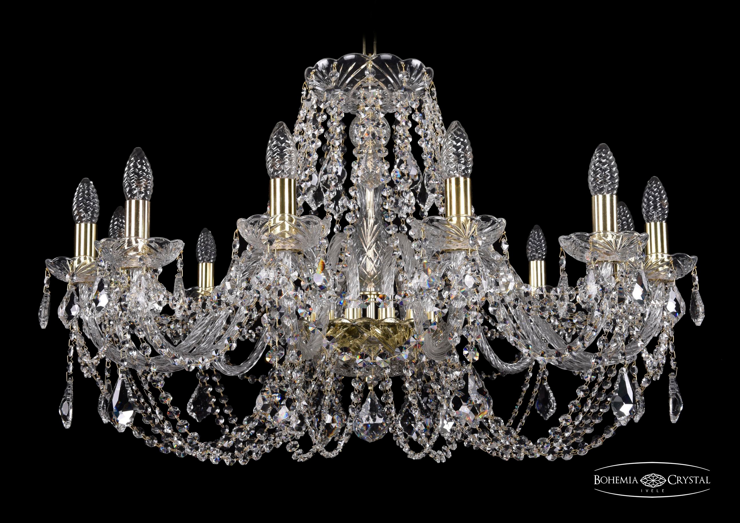 Подвесная хрустальная люстра 1406 Bohemia 1406/12/300 G Leafs