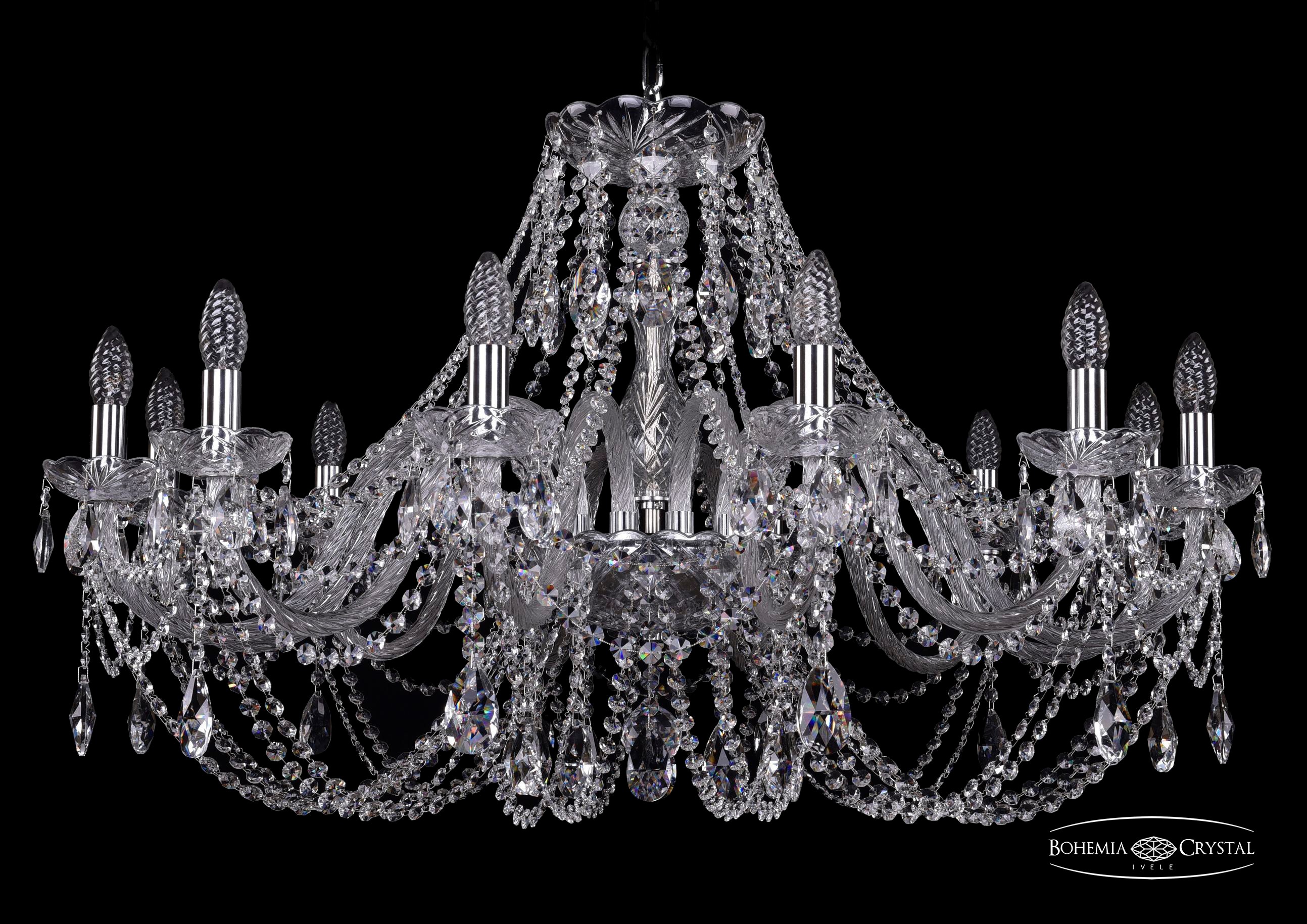 Подвесная хрустальная люстра 1406 Bohemia 1406/12/360 Ni