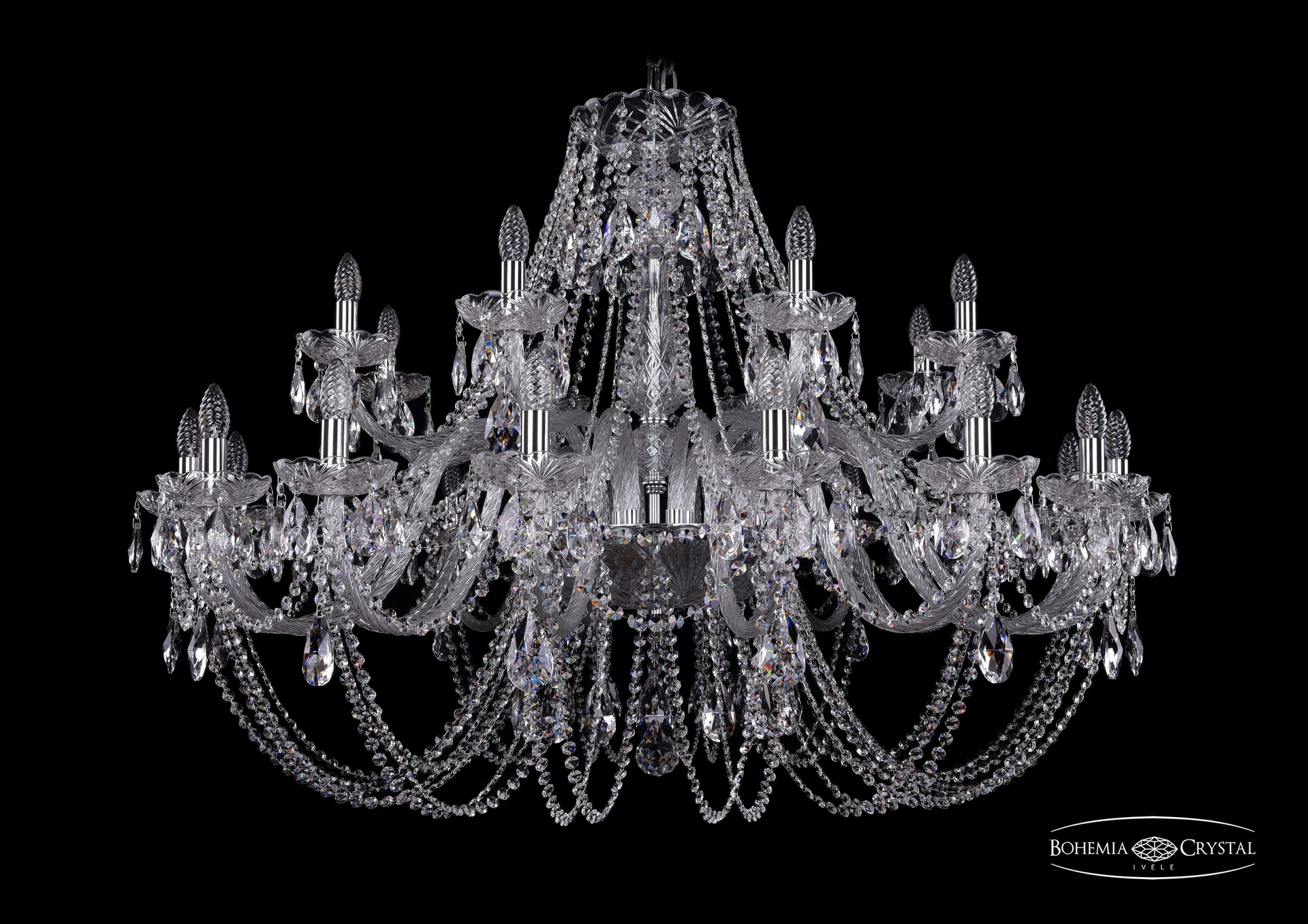 Подвесная хрустальная люстра 1406 Bohemia 1406/16+8/460 Ni