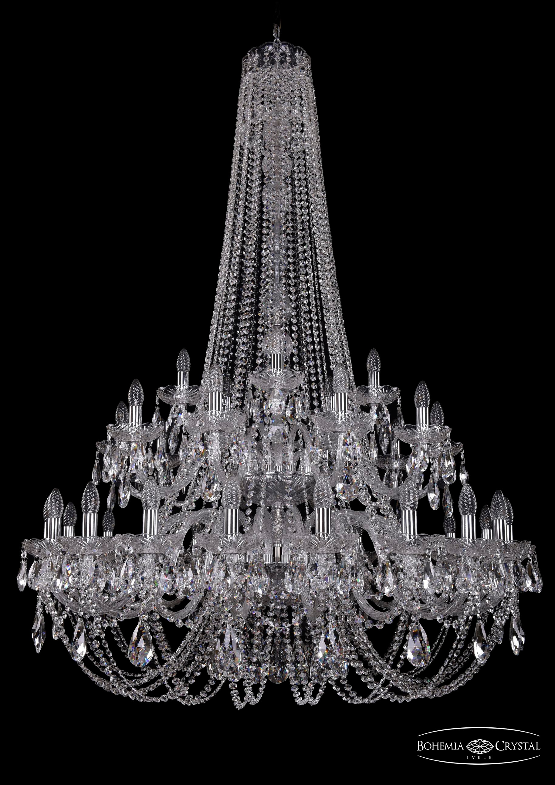 Подвесная хрустальная люстра 1406 Bohemia 1406/20+10+5/400/h-160/2d Ni