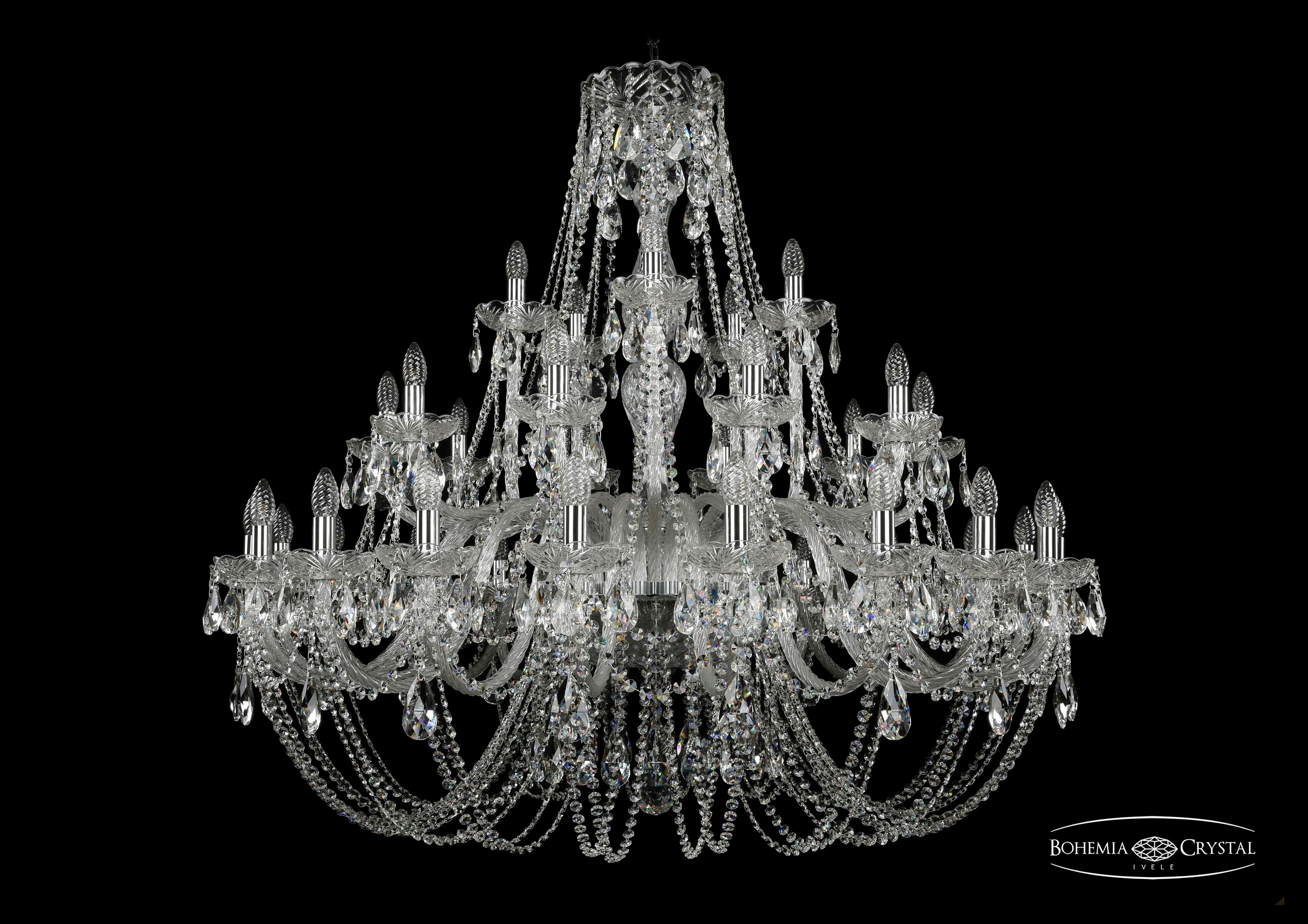 Подвесная хрустальная люстра 1406 Bohemia 1406/20+10+5/460 Ni