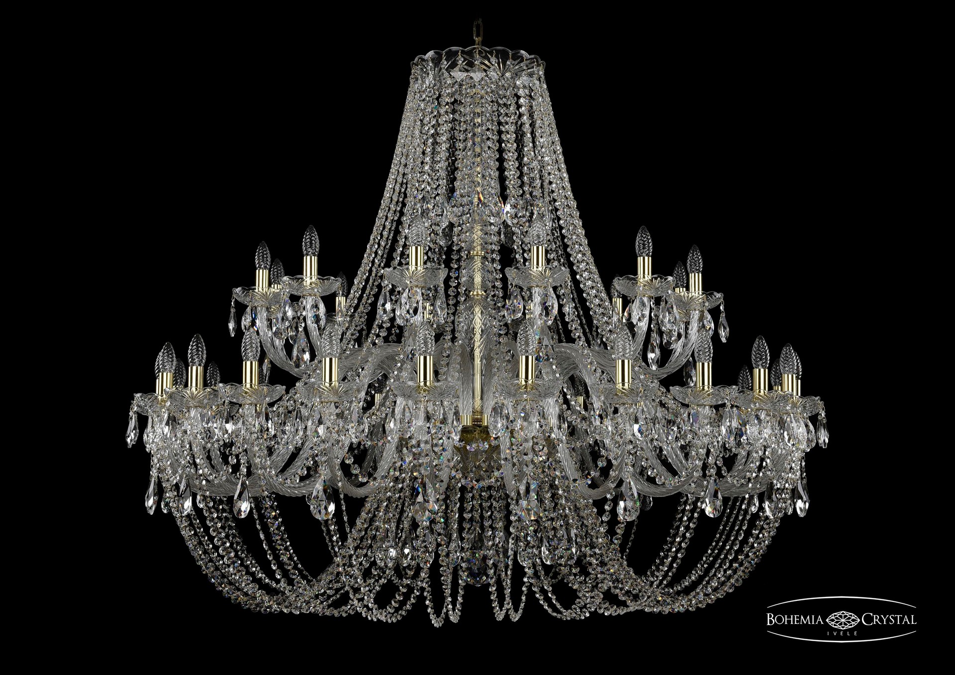 Подвесная хрустальная люстра 1406 Bohemia 1406/24+12/530 G