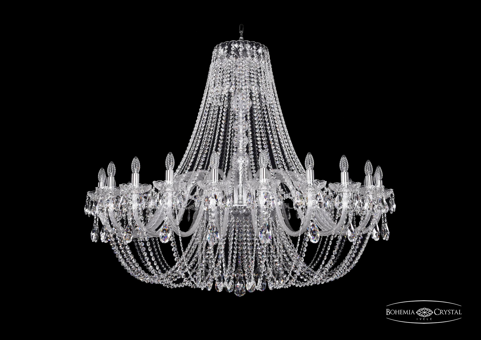 Подвесная хрустальная люстра 1406 Bohemia 1406/24/530 Ni