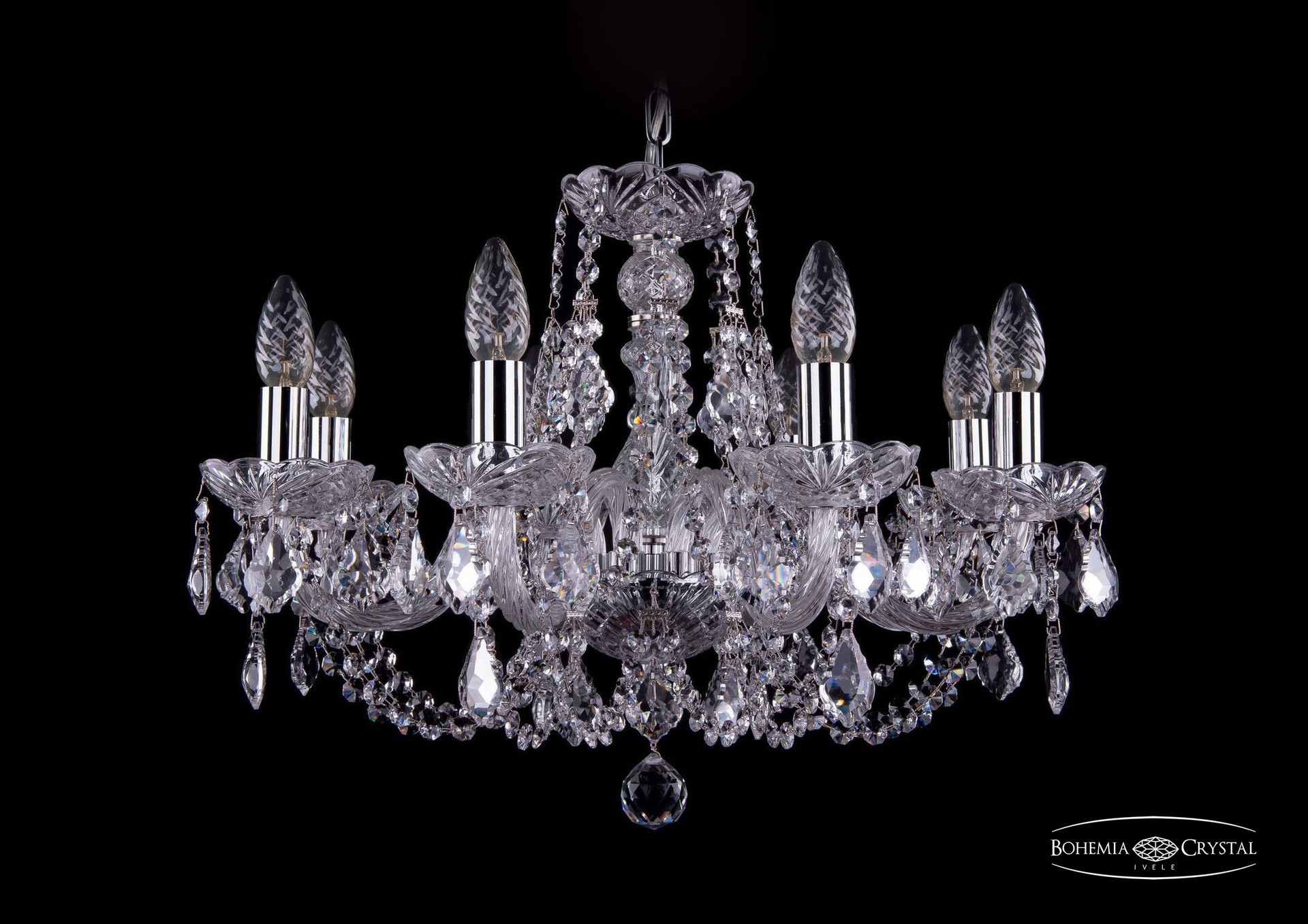 Подвесная хрустальная люстра 1406 Bohemia 1406/8/195 Ni Leafs