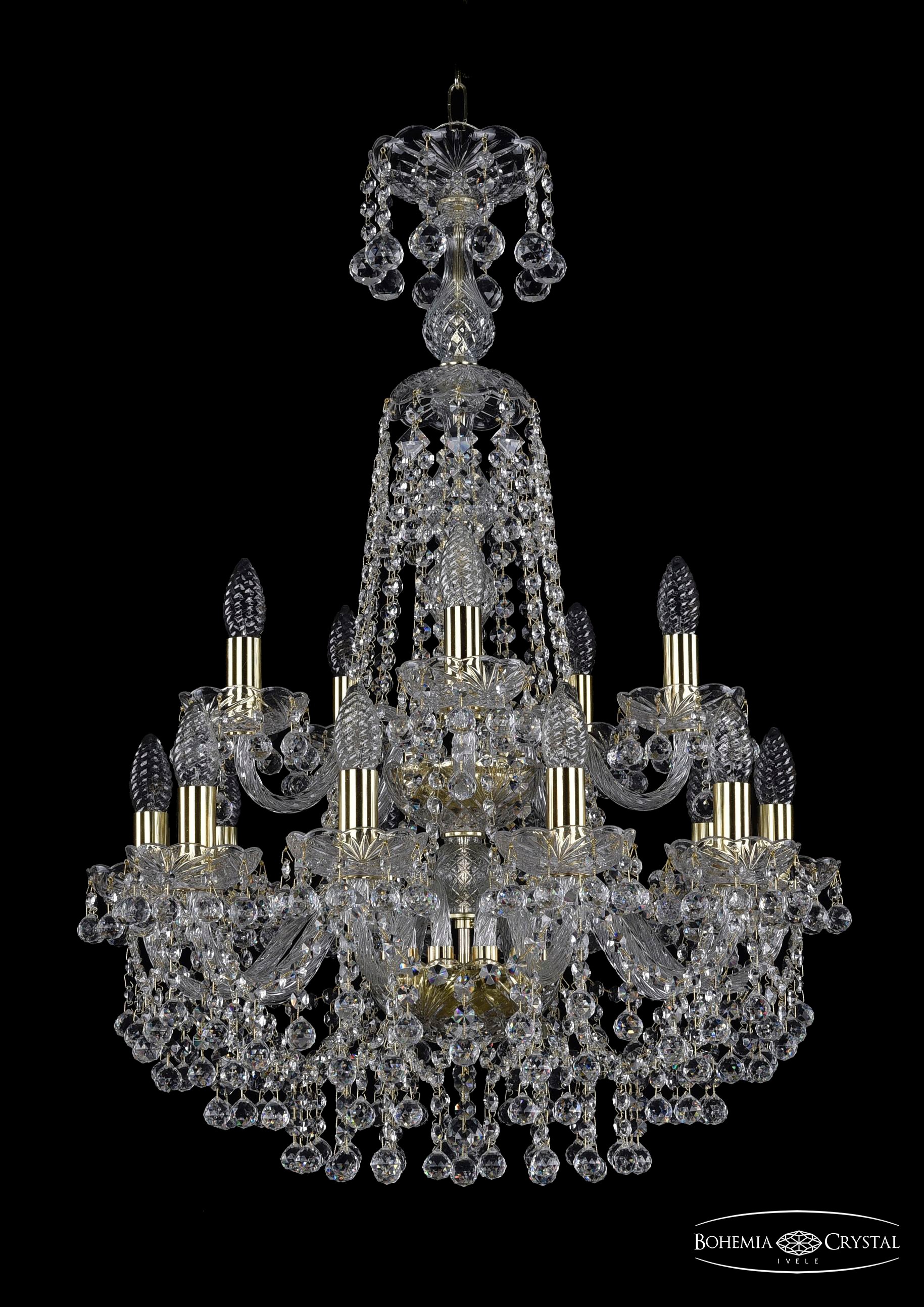 Подвесная хрустальная люстра 1409 Bohemia 1409/10+5/195/XL-83/2d G