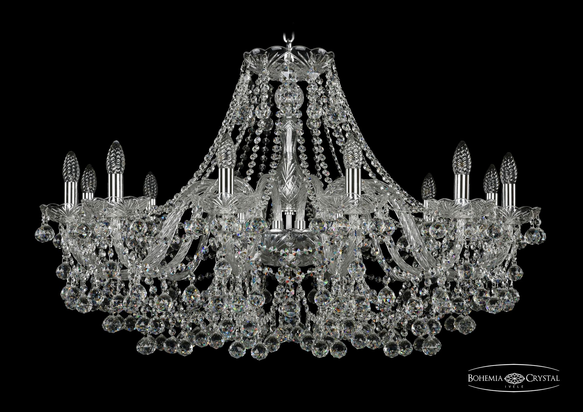 Подвесная хрустальная люстра 1409 Bohemia 1409/12/360 Ni