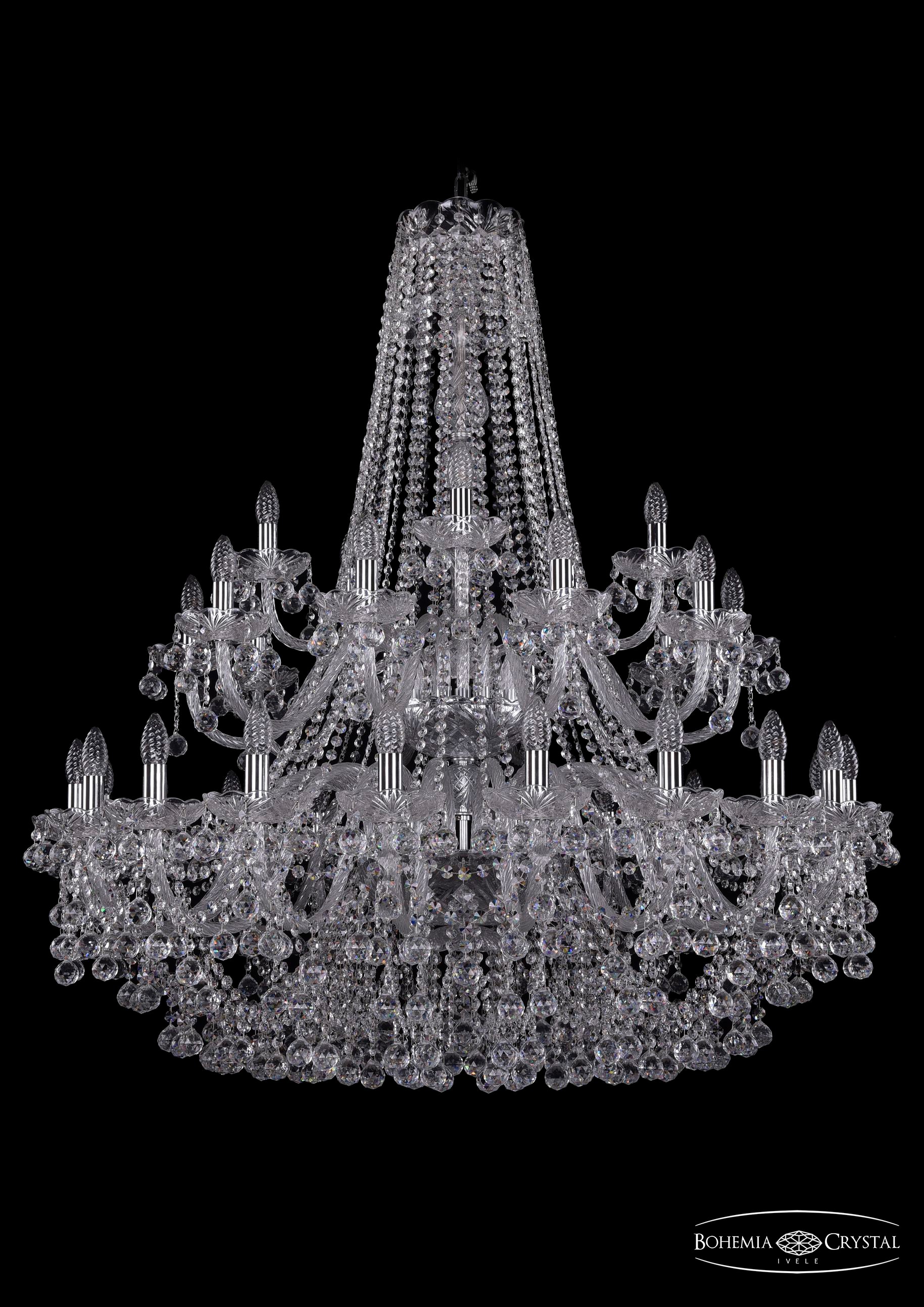 Подвесная хрустальная люстра 1409 Bohemia 1409/20+10+5/400/2d Ni