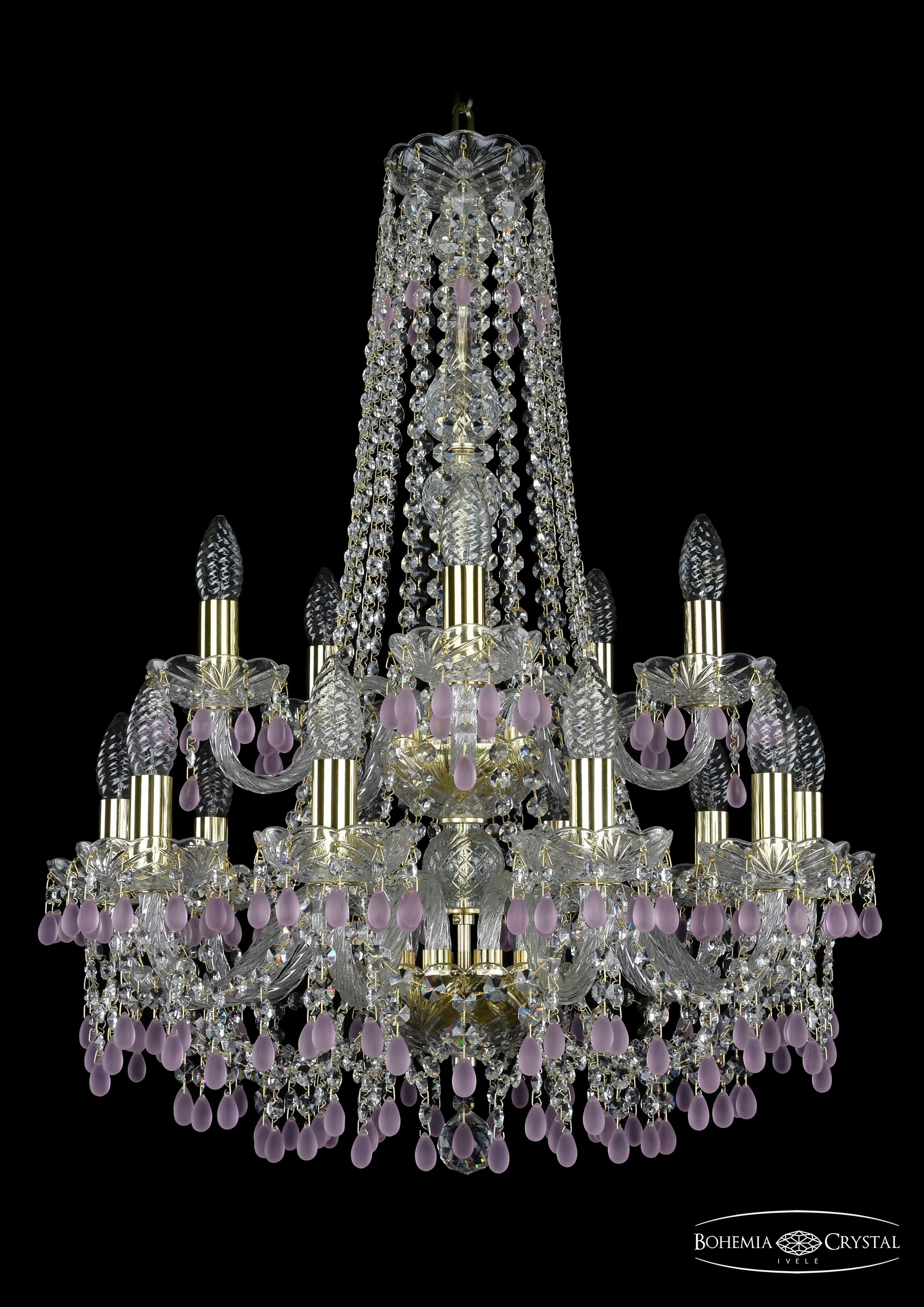 Подвесная хрустальная люстра 1410 Bohemia 1410/10+5/195/h-74/2d G V7010