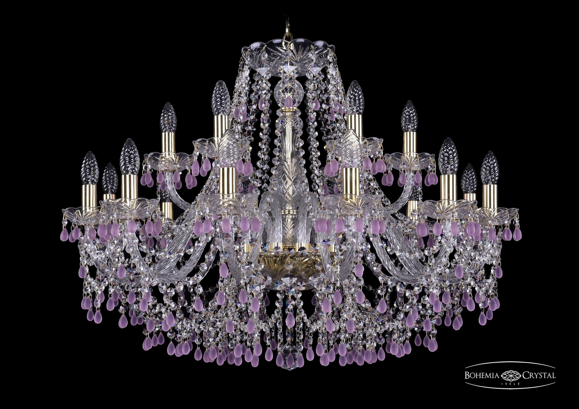 Подвесная хрустальная люстра 1410 Bohemia 1410/12+6/300 G V7010