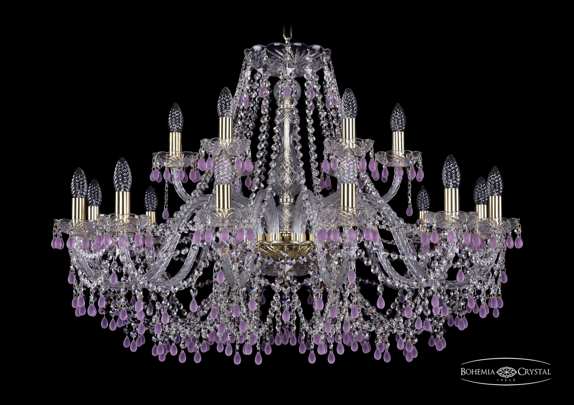 Подвесная хрустальная люстра 1410 Bohemia 1410/12+6/360 G V7010