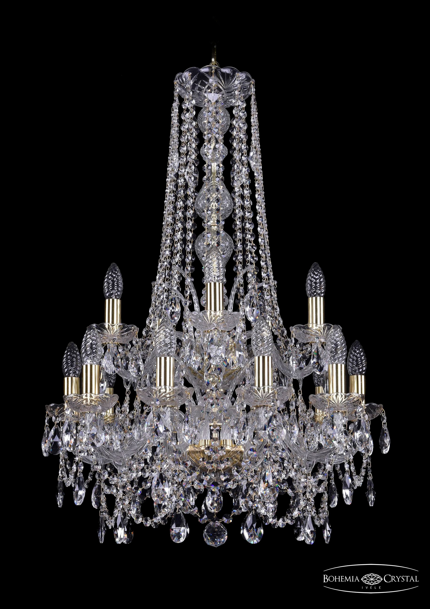 Подвесная хрустальная люстра 1411 Bohemia 1411/10+5/195/h-83/2d G