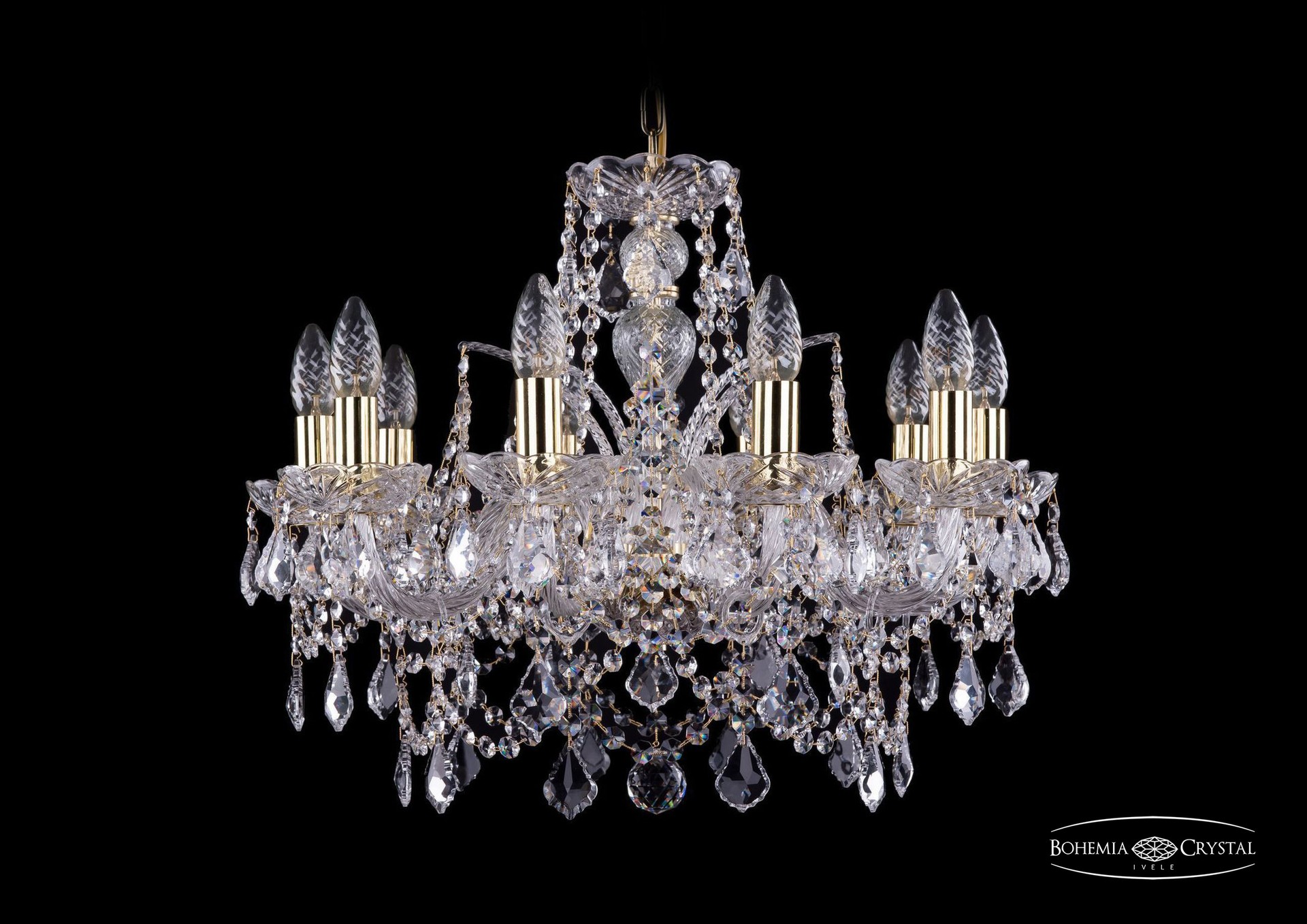 Подвесная хрустальная люстра 1411 Bohemia 1411/10/195 G Leafs