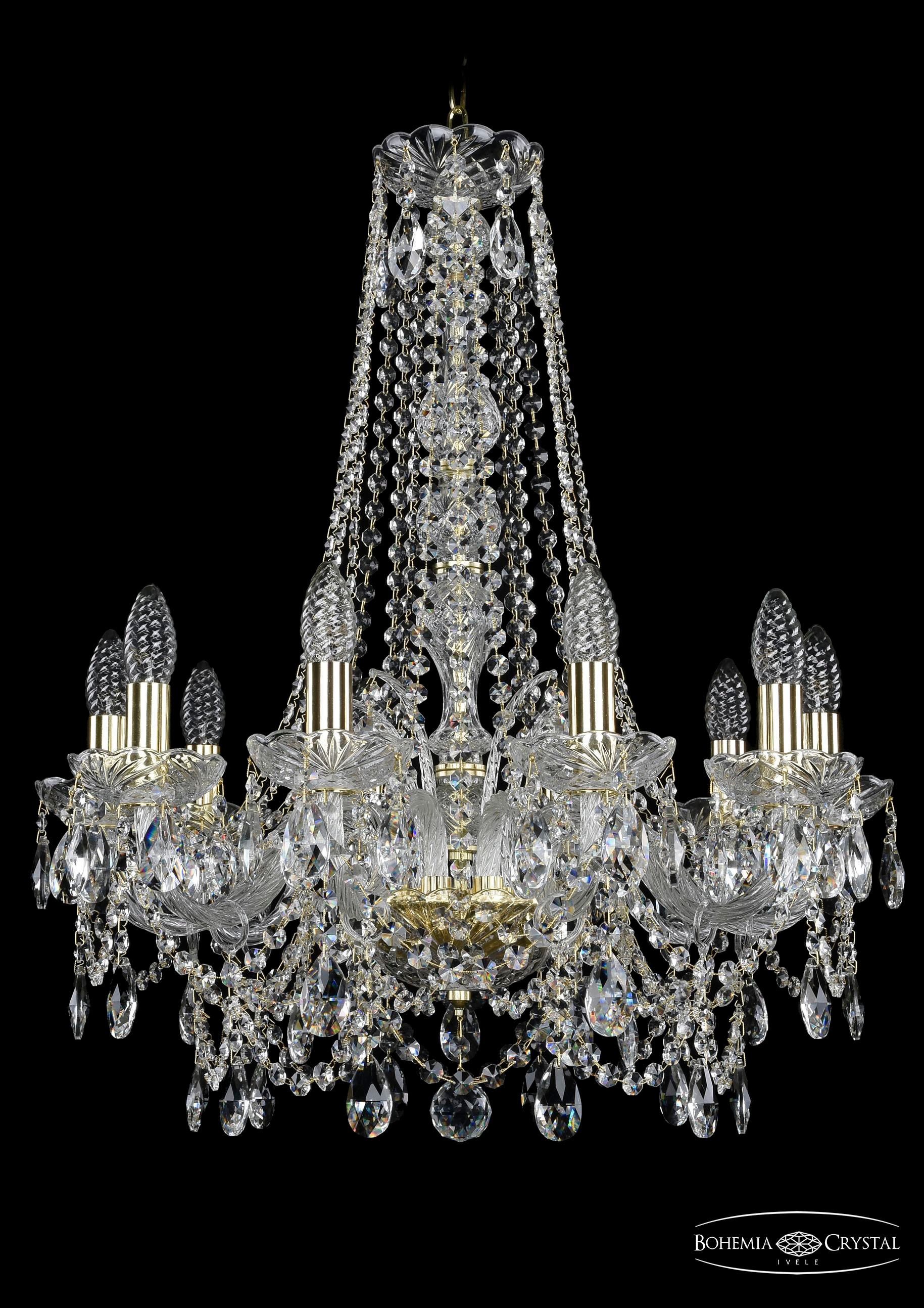 Подвесная хрустальная люстра 1411 Bohemia 1411/10/195/h-70 G