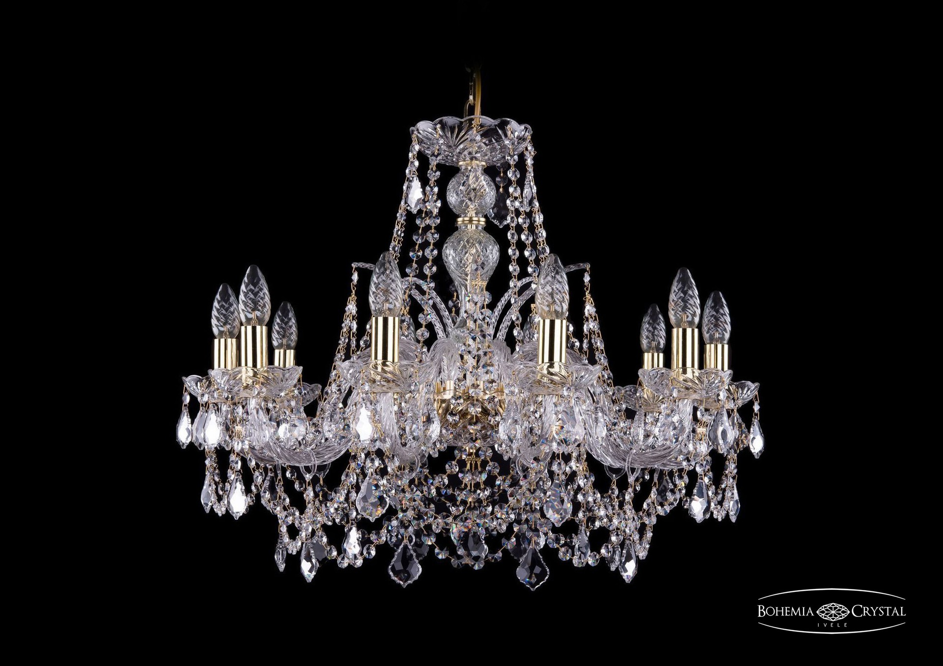 Подвесная хрустальная люстра 1411 Bohemia 1411/10/240 G Leafs