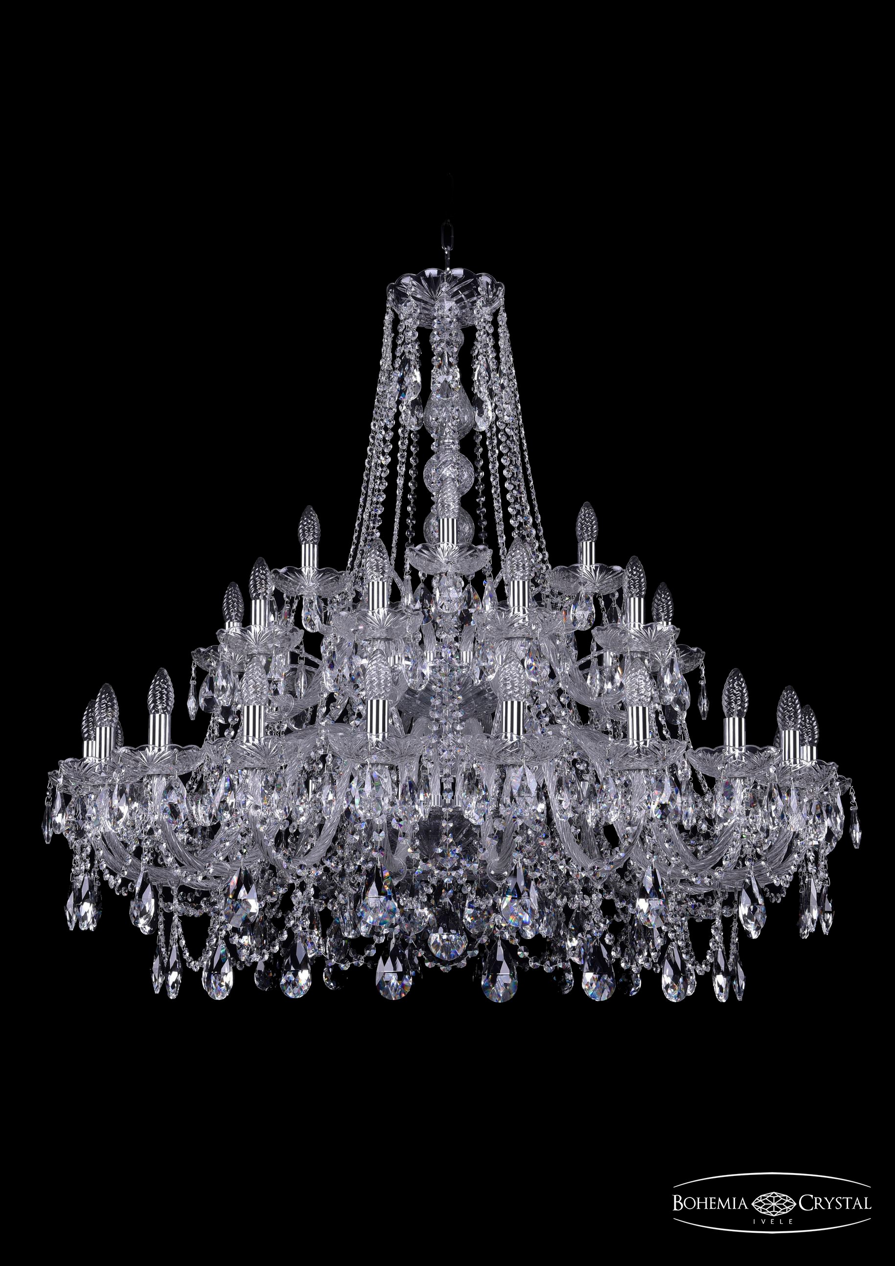 Подвесная хрустальная люстра 1411 Bohemia 1411/20+10+5/400/2d Ni