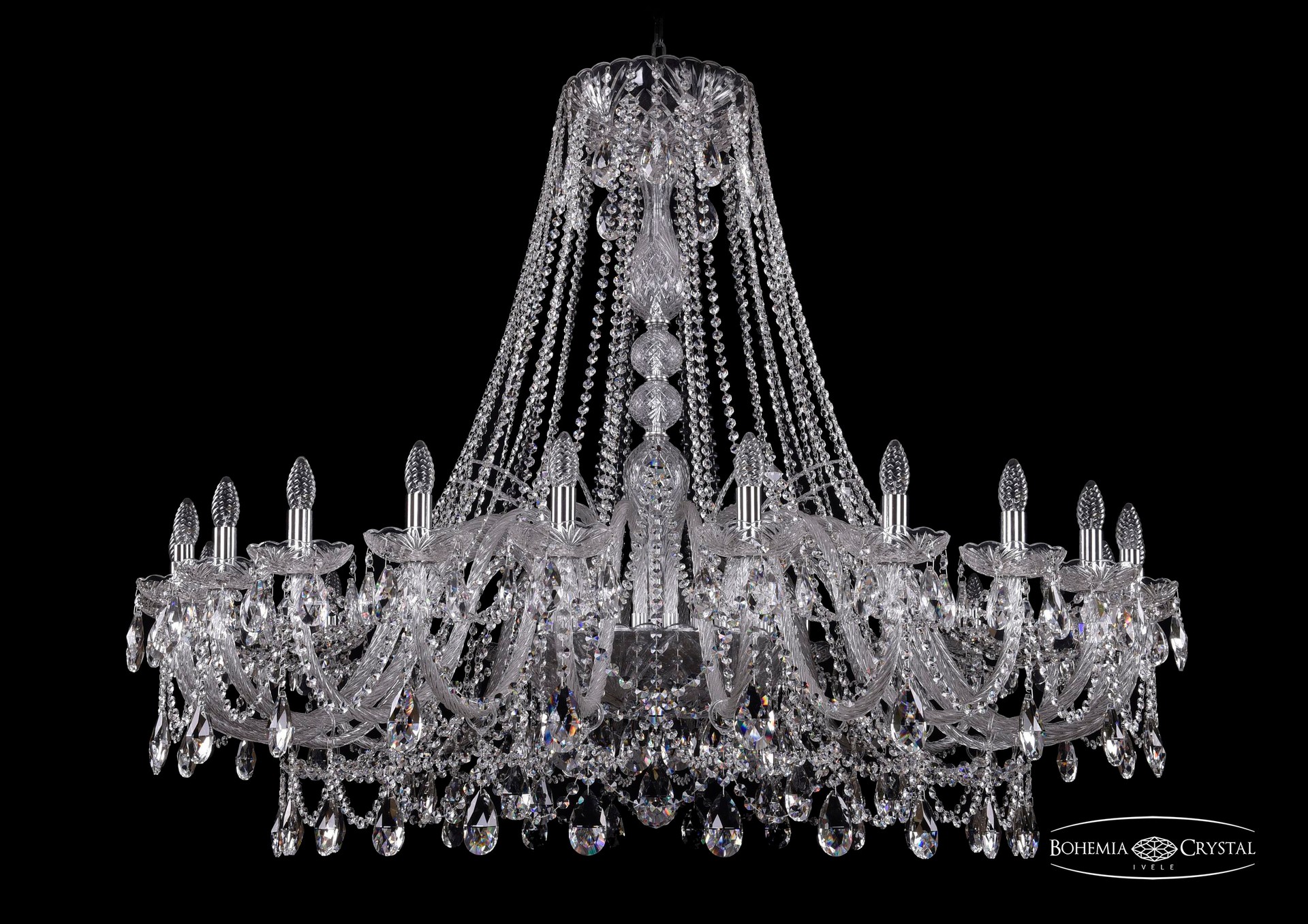 Подвесная хрустальная люстра 1411 Bohemia 1411/24/530 Ni