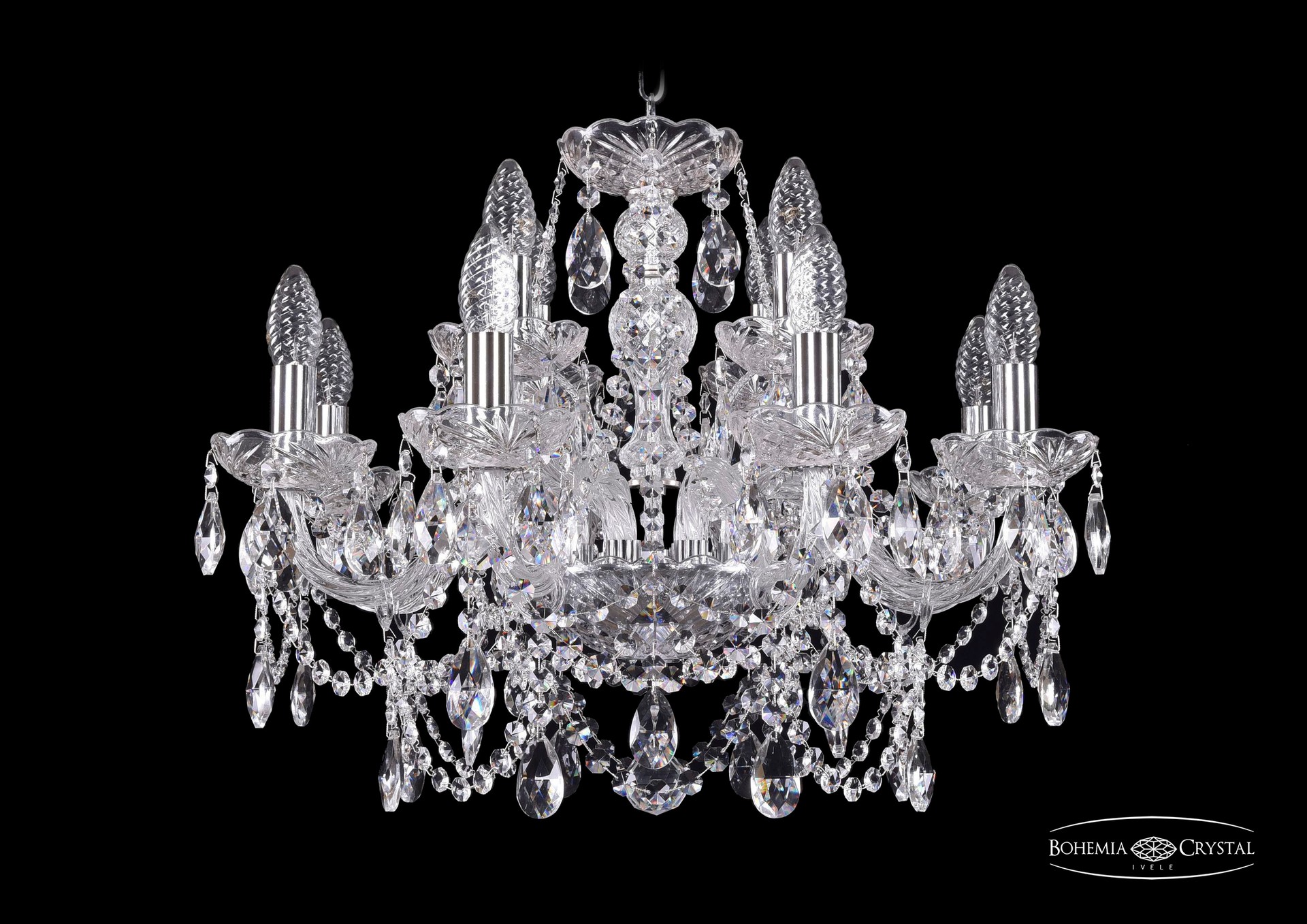 Подвесная хрустальная люстра 1411 Bohemia 1411/8+4/195 Ni