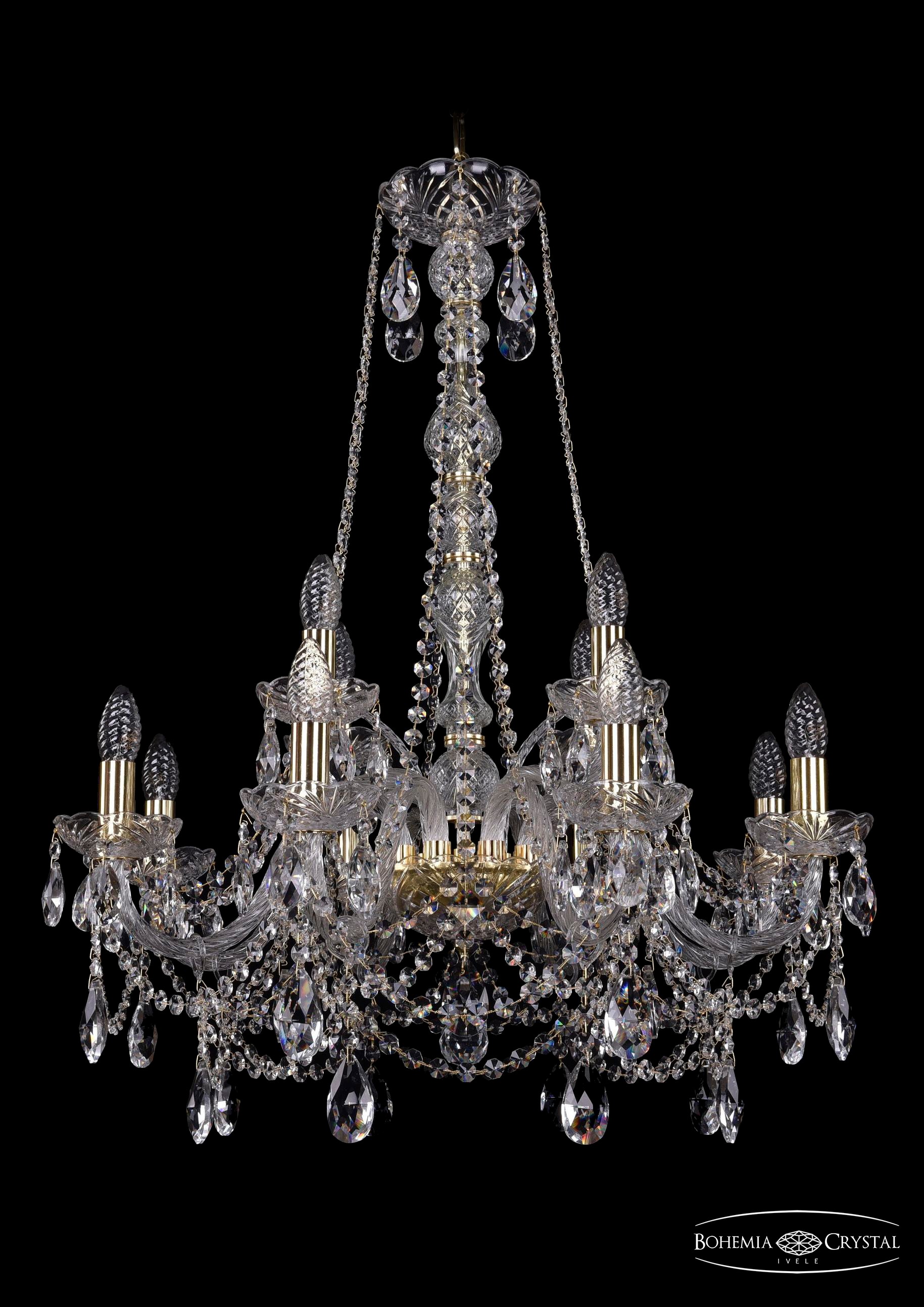 Подвесная хрустальная люстра 1411 Bohemia 1411/8+4/240/h-83 G