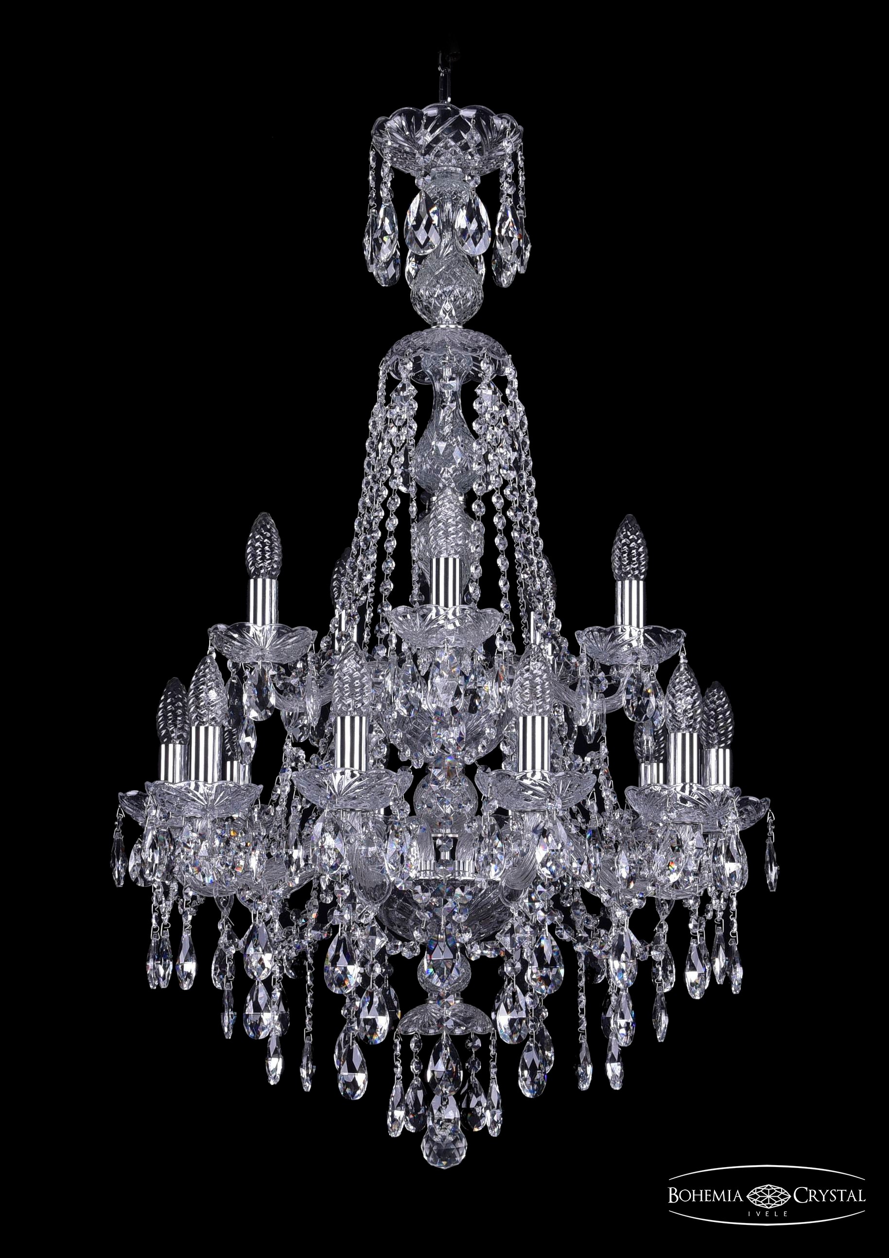 Подвесная хрустальная люстра 1415 Bohemia 1415/10+5/200/XL-97/2d Ni